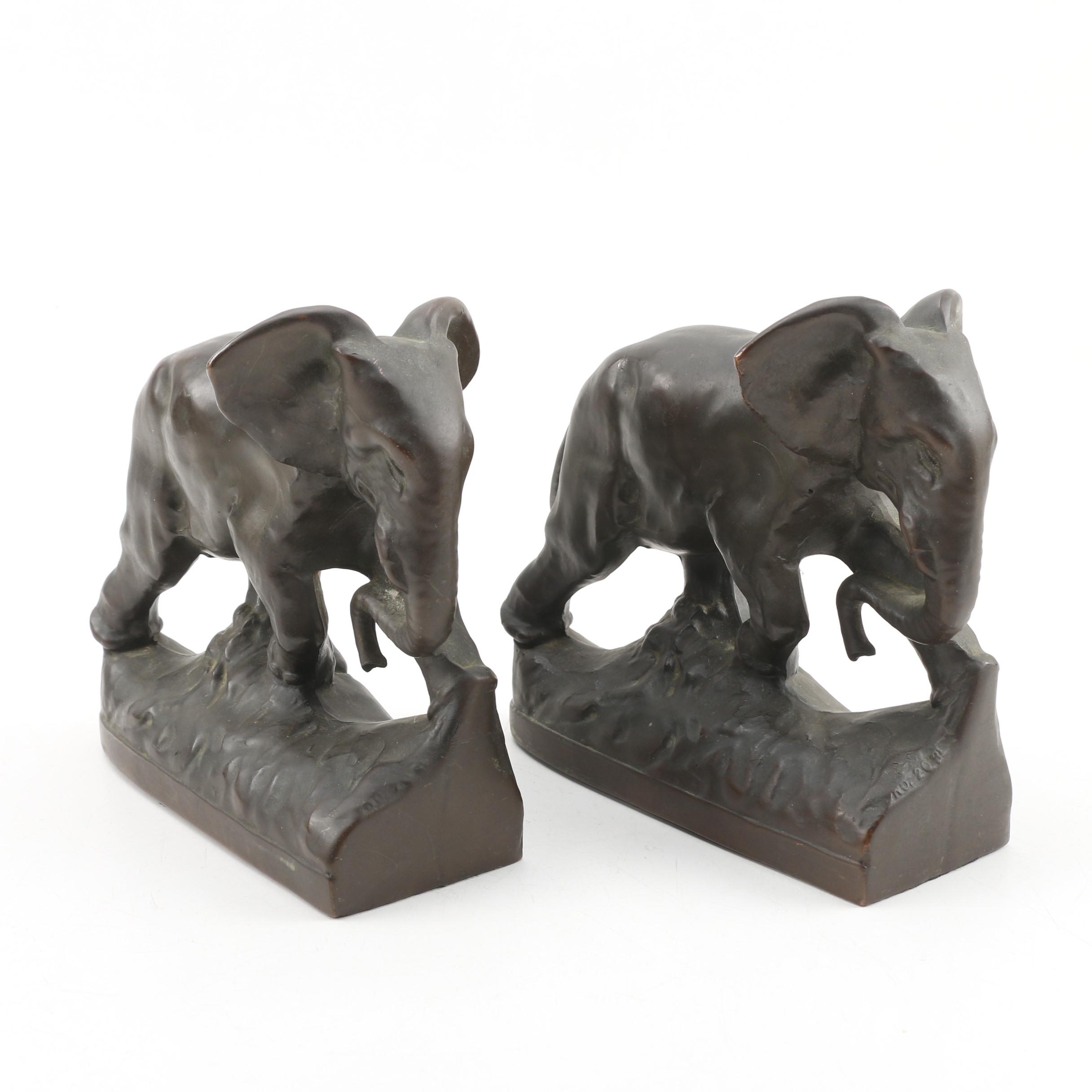 Bronze Finished Elephant Bookends