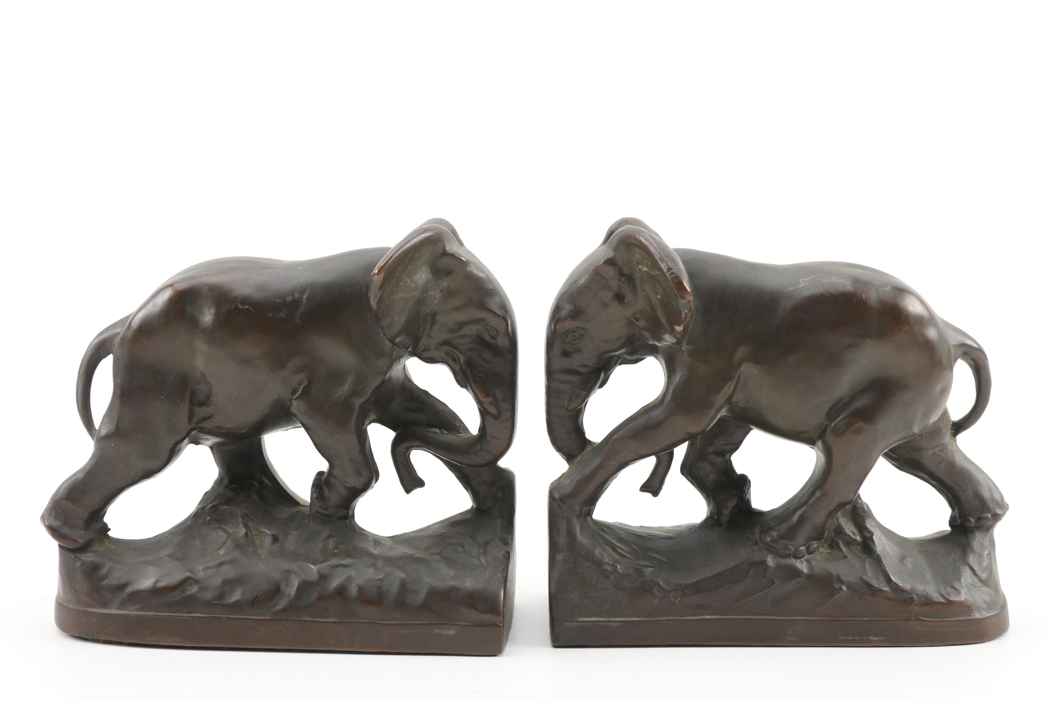 Bronze Finished Elephant Bookends