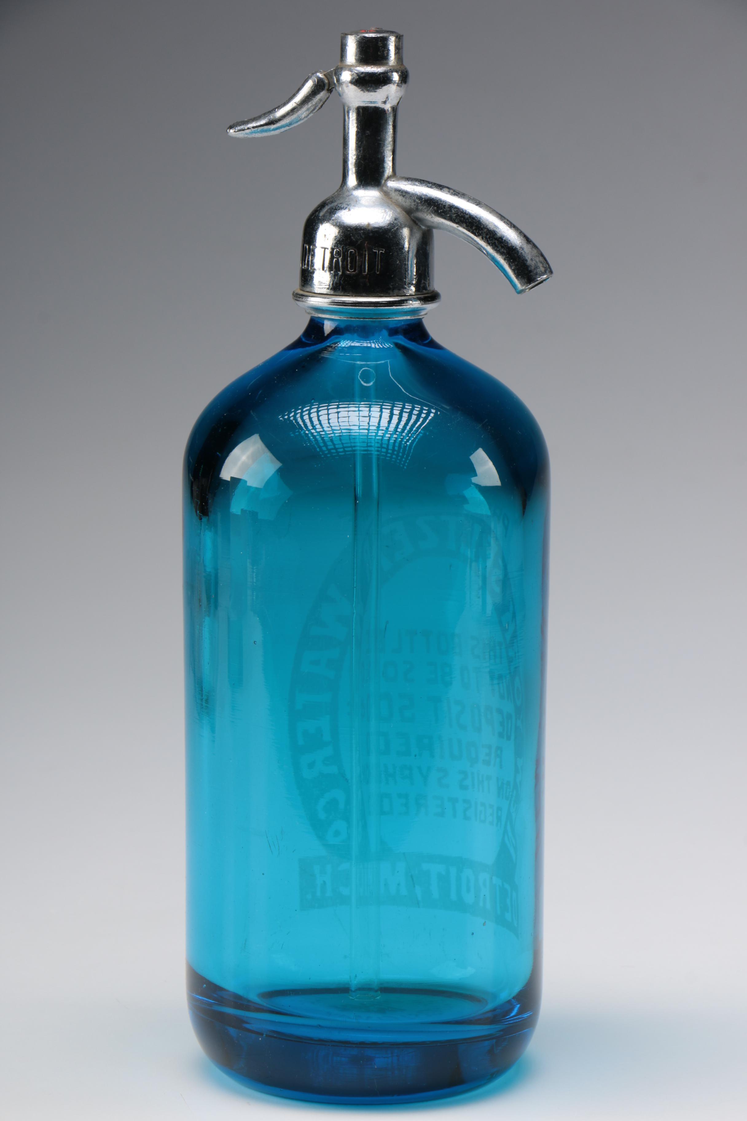New York Seltzer Water Co. Blue Glass Seltzer Bottle, Early 20th Century