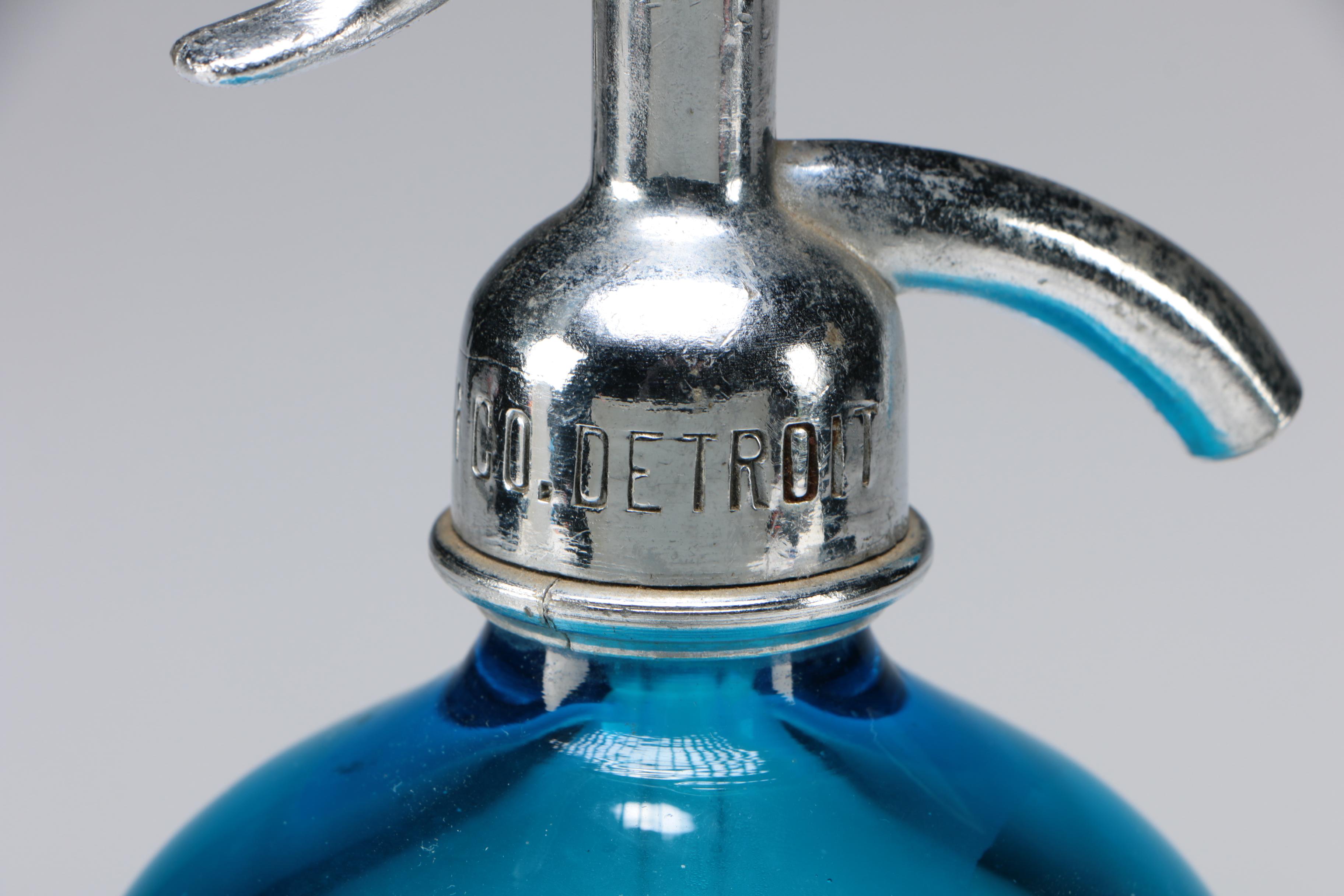 New York Seltzer Water Co. Blue Glass Seltzer Bottle, Early 20th Century