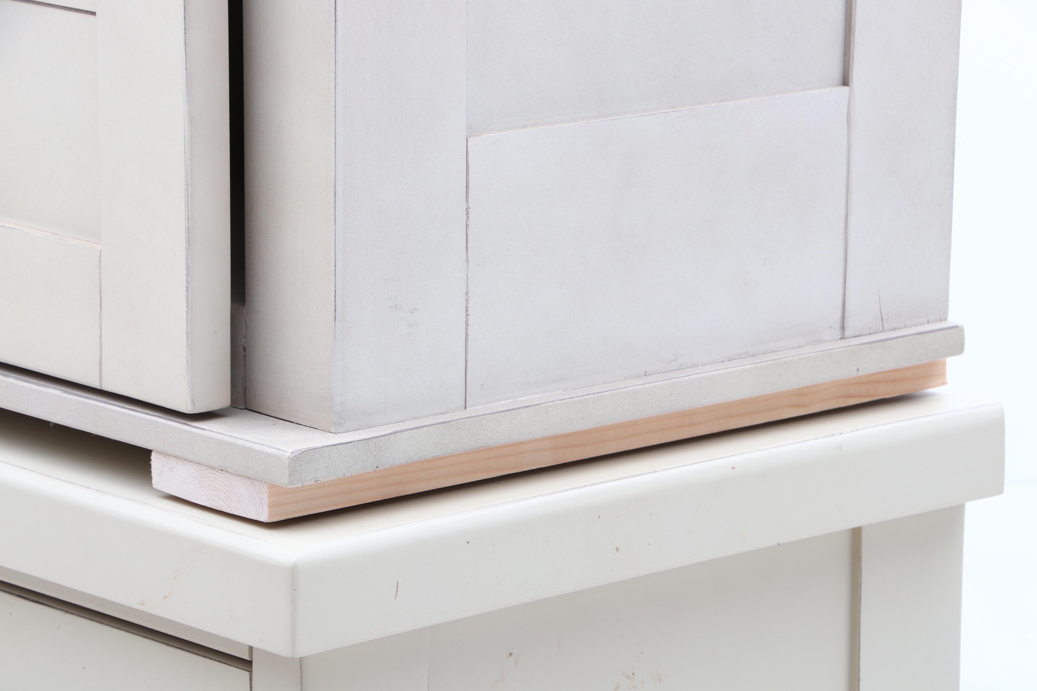 2017 Farmhouse Style 2-Piece Buffet Hutch Cabinet by Magnolia Home in White