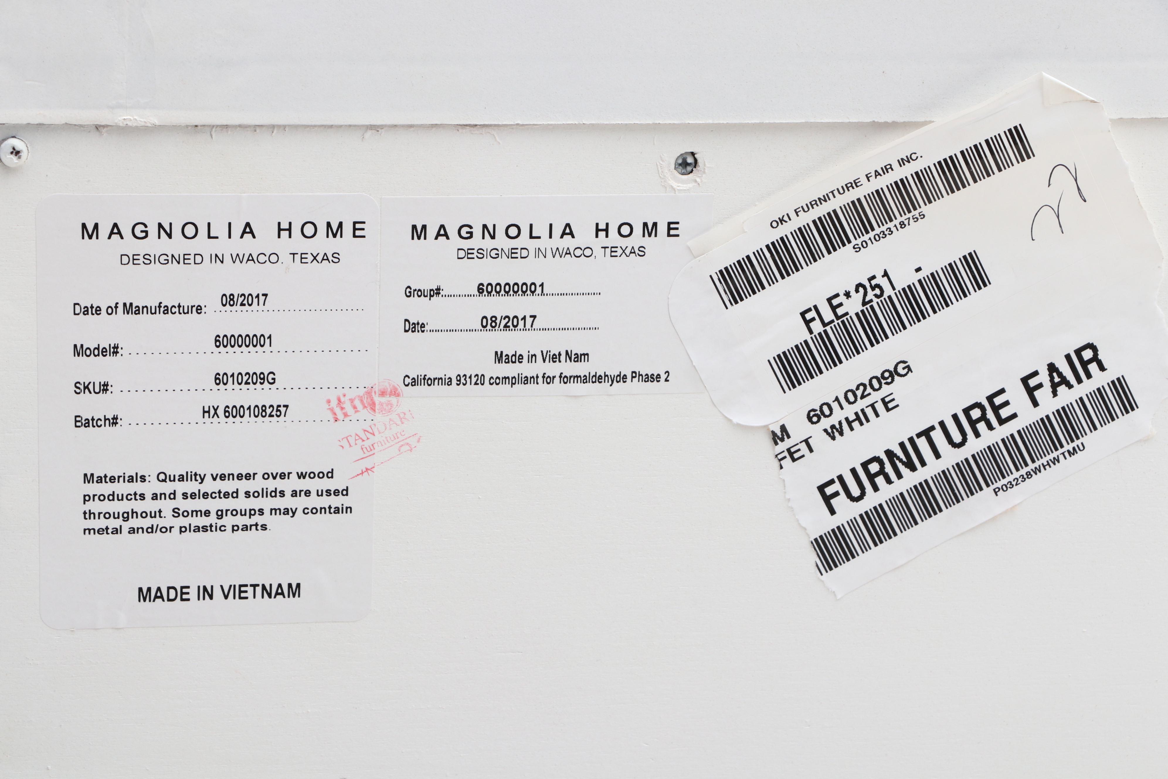 2017 Farmhouse Style 2-Piece Buffet Hutch Cabinet by Magnolia Home in White