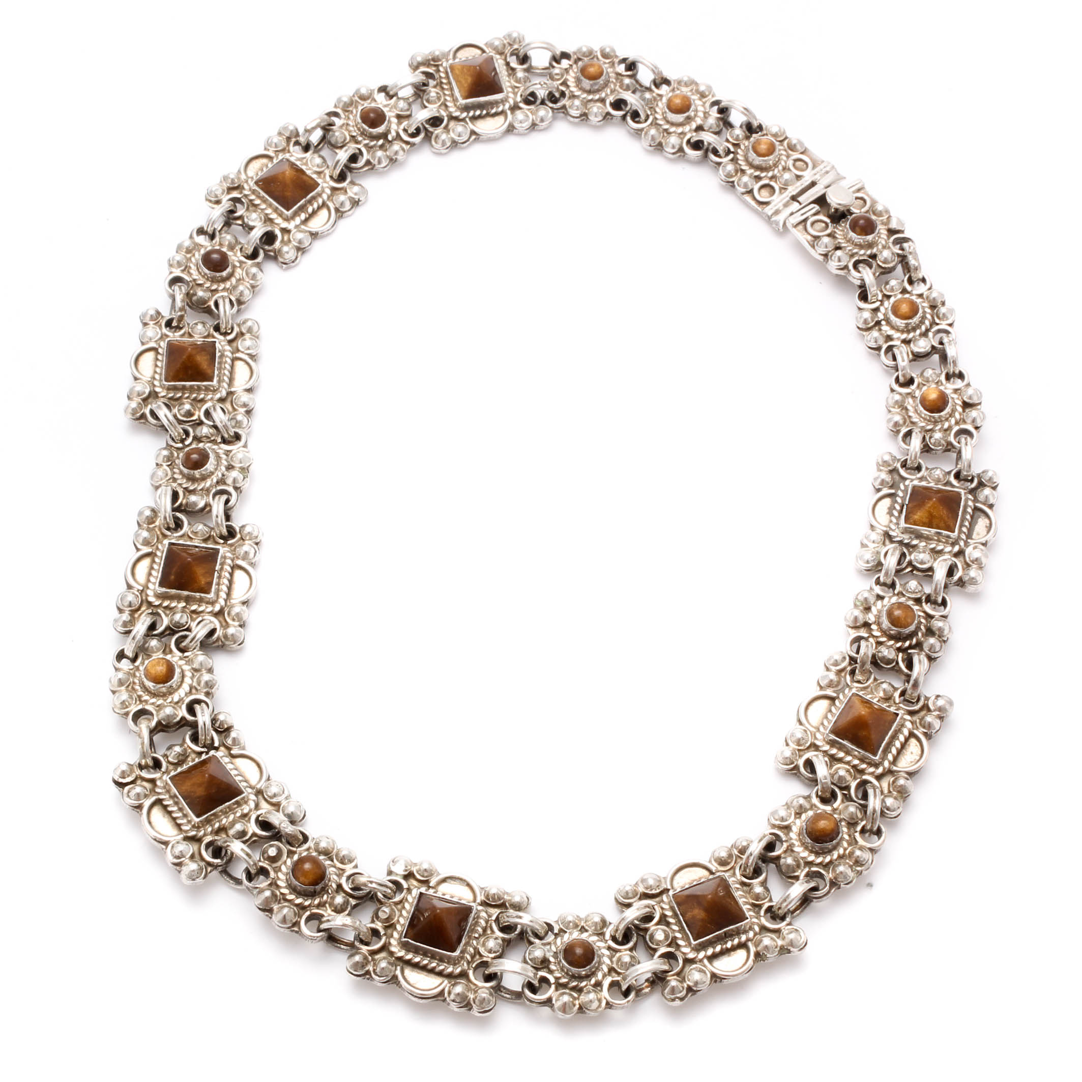 Sterling Silver Tiger's Eye Panel Necklace