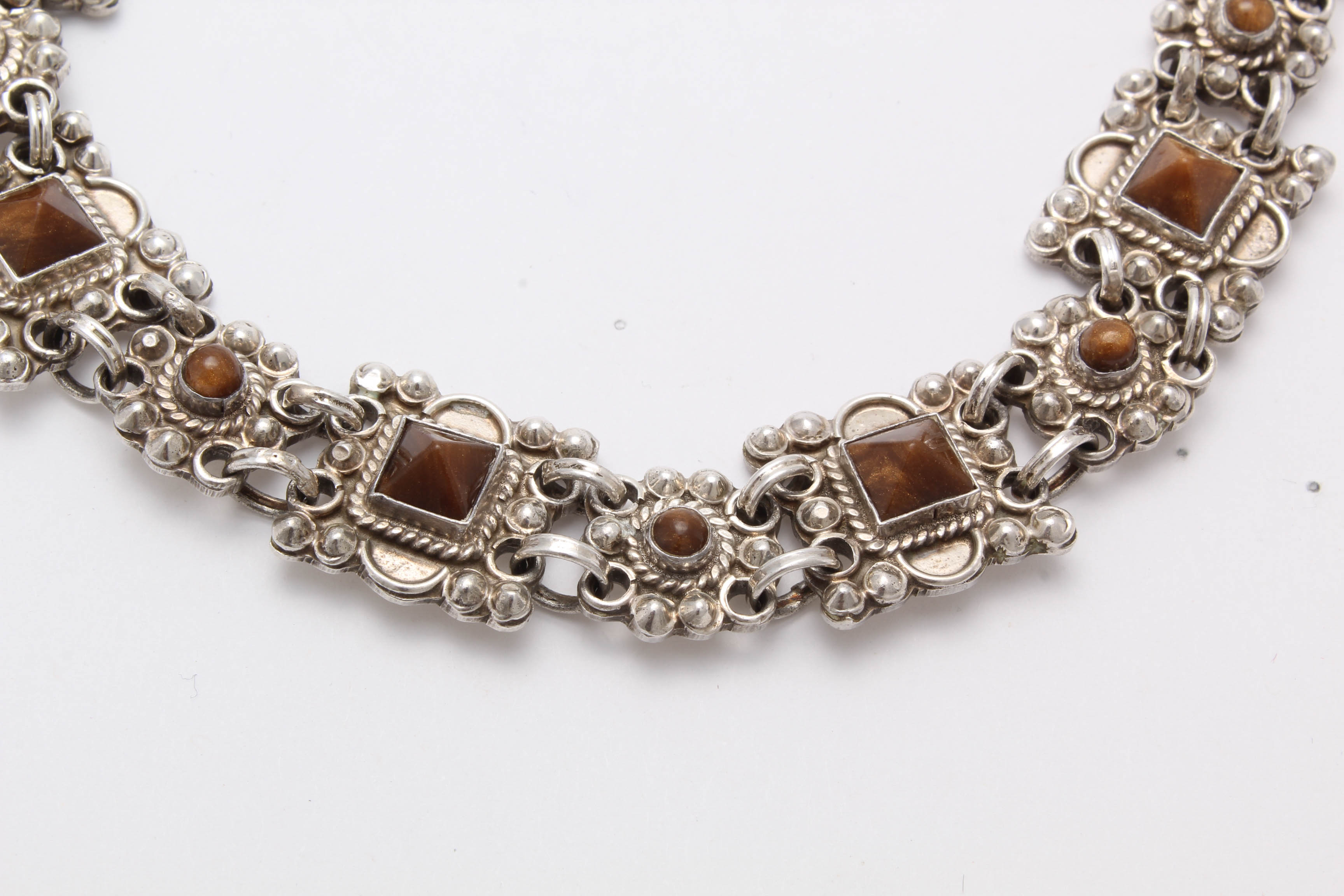 Sterling Silver Tiger's Eye Panel Necklace