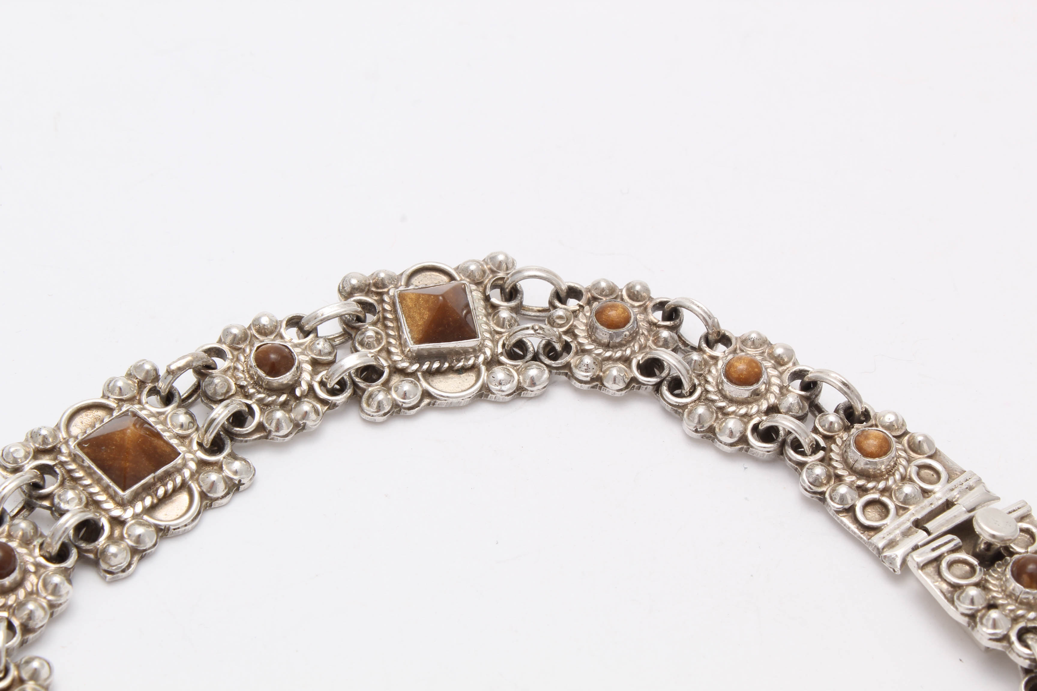 Sterling Silver Tiger's Eye Panel Necklace