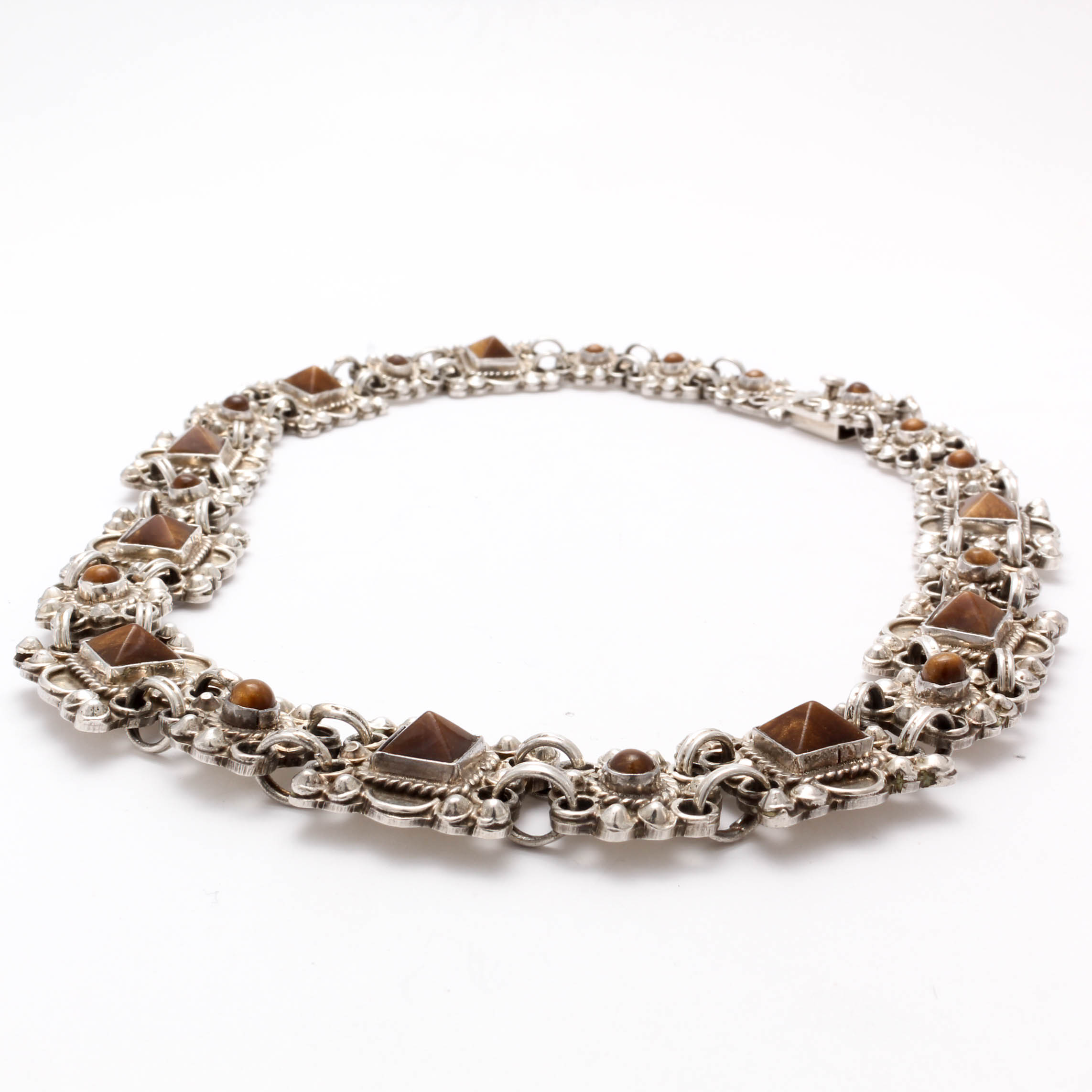 Sterling Silver Tiger's Eye Panel Necklace