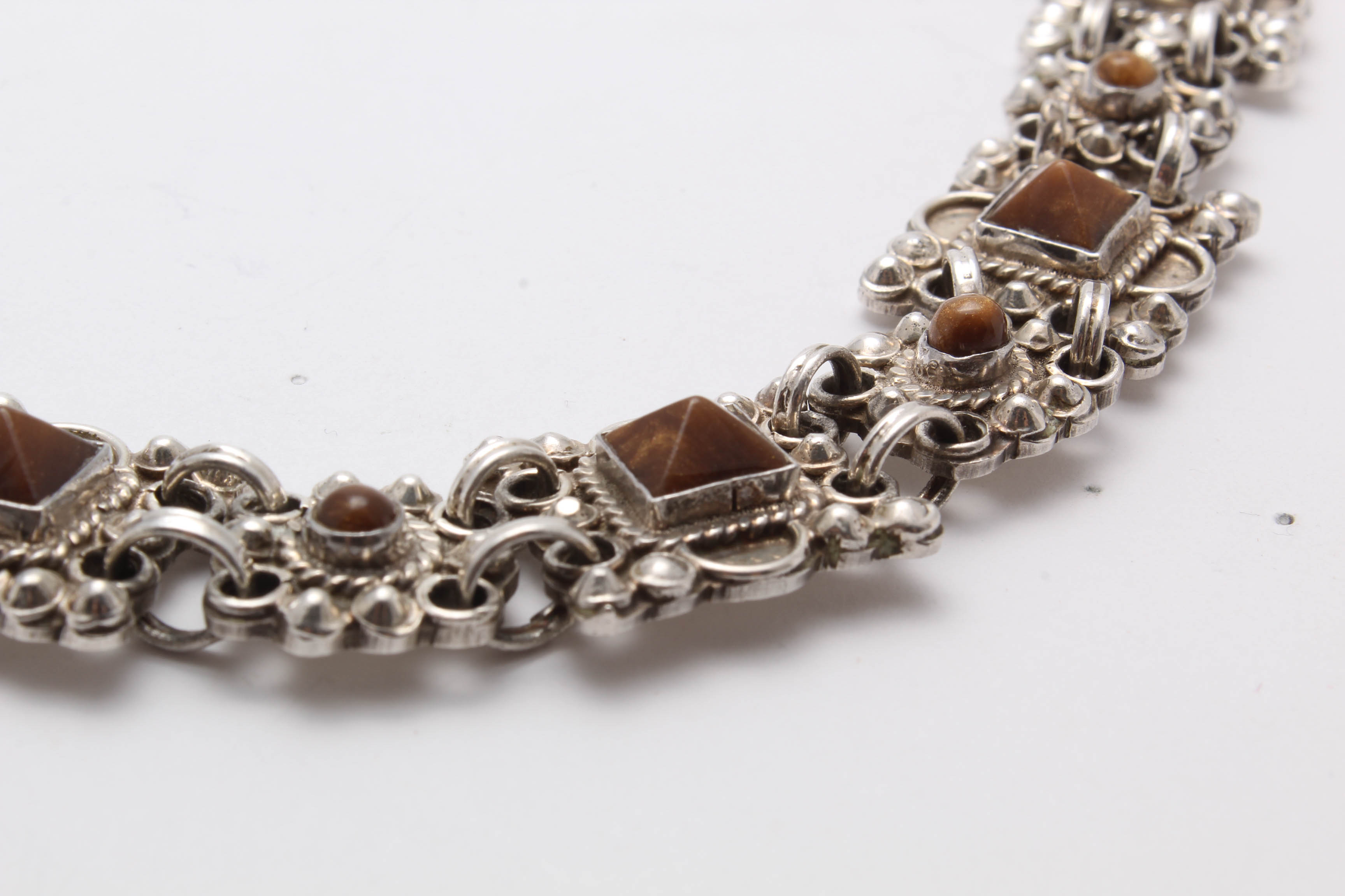 Sterling Silver Tiger's Eye Panel Necklace
