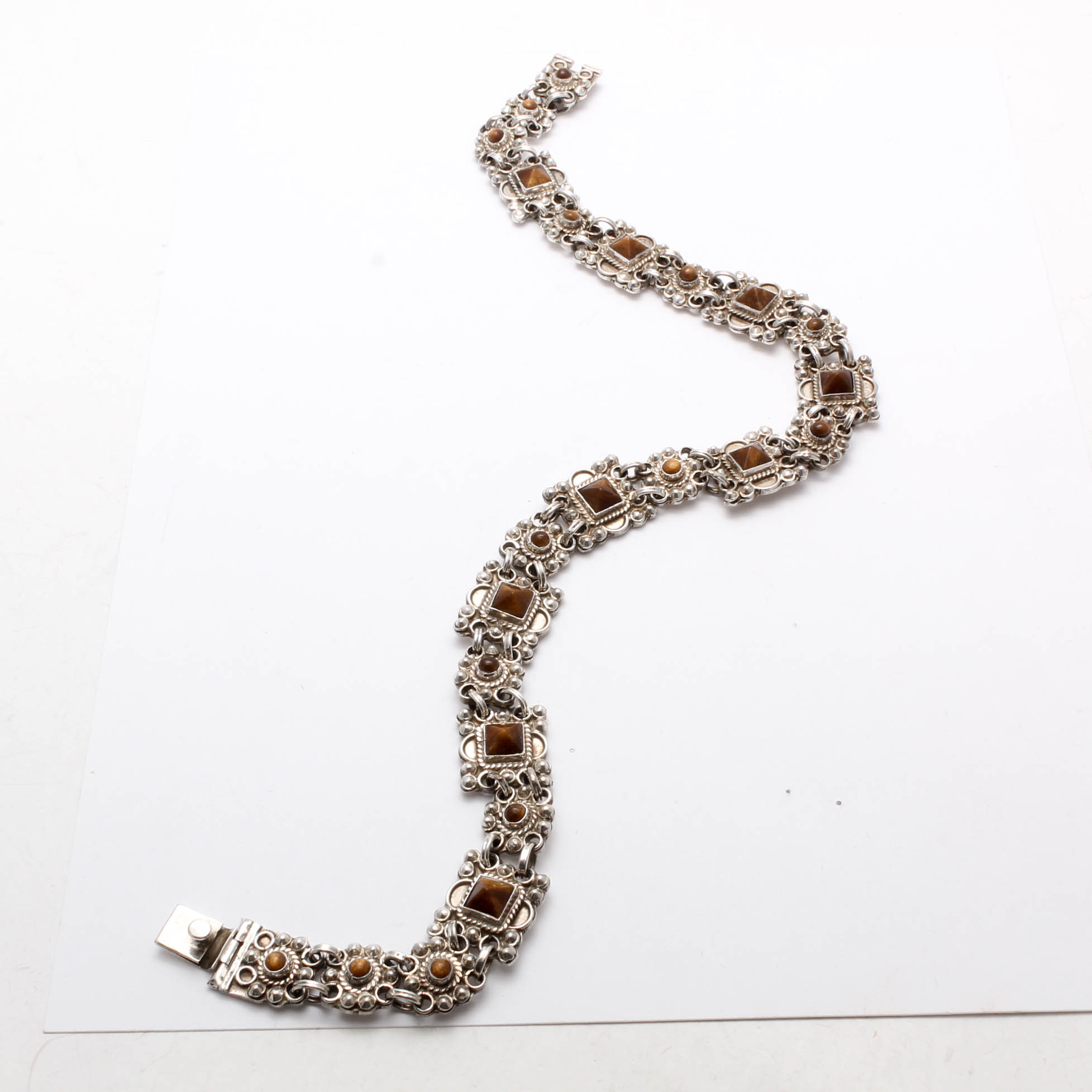 Sterling Silver Tiger's Eye Panel Necklace