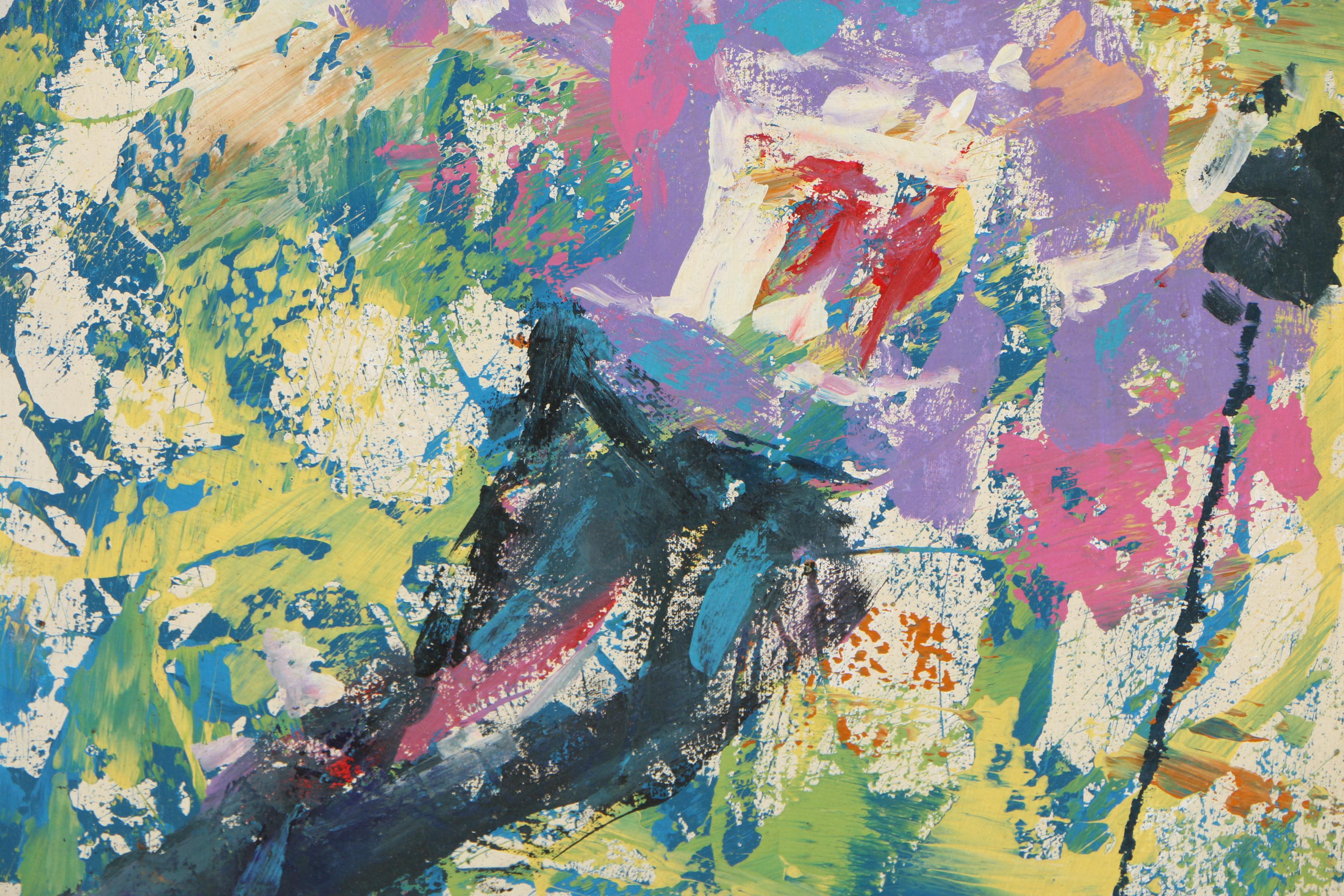 Magnus Engstrom Abstract Acrylic Painting of Skiier