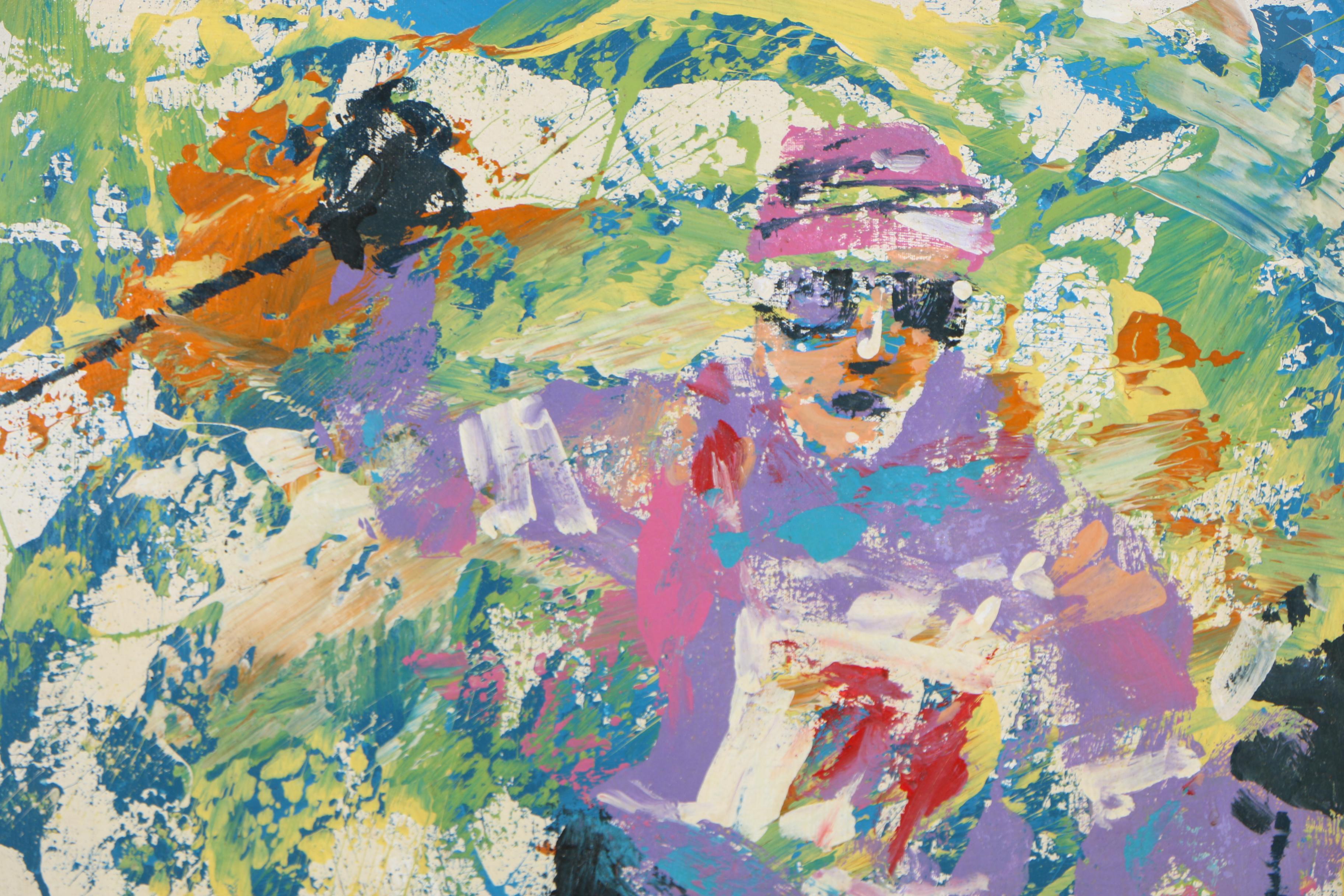 Magnus Engstrom Abstract Acrylic Painting of Skiier