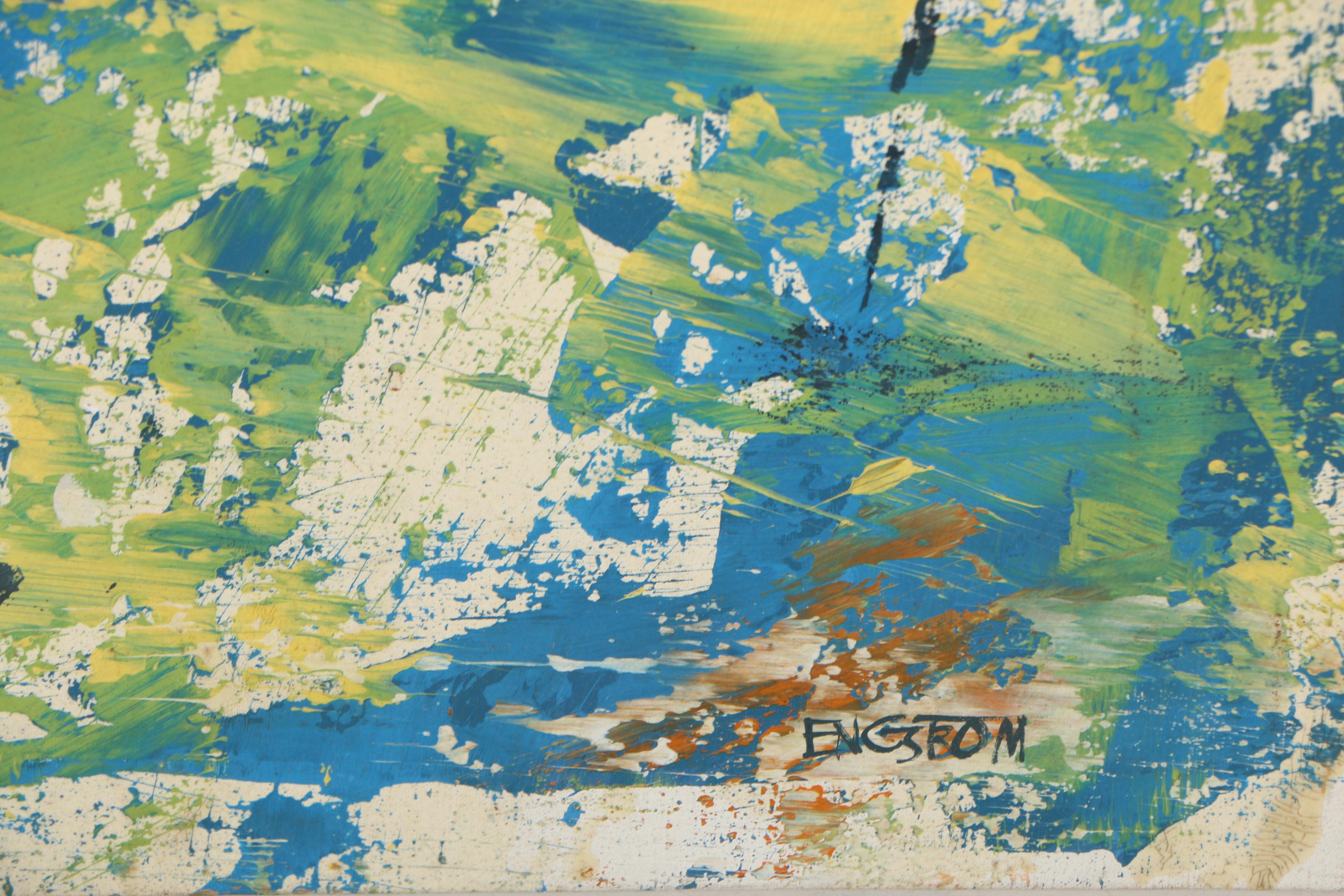 Magnus Engstrom Abstract Acrylic Painting of Skiier