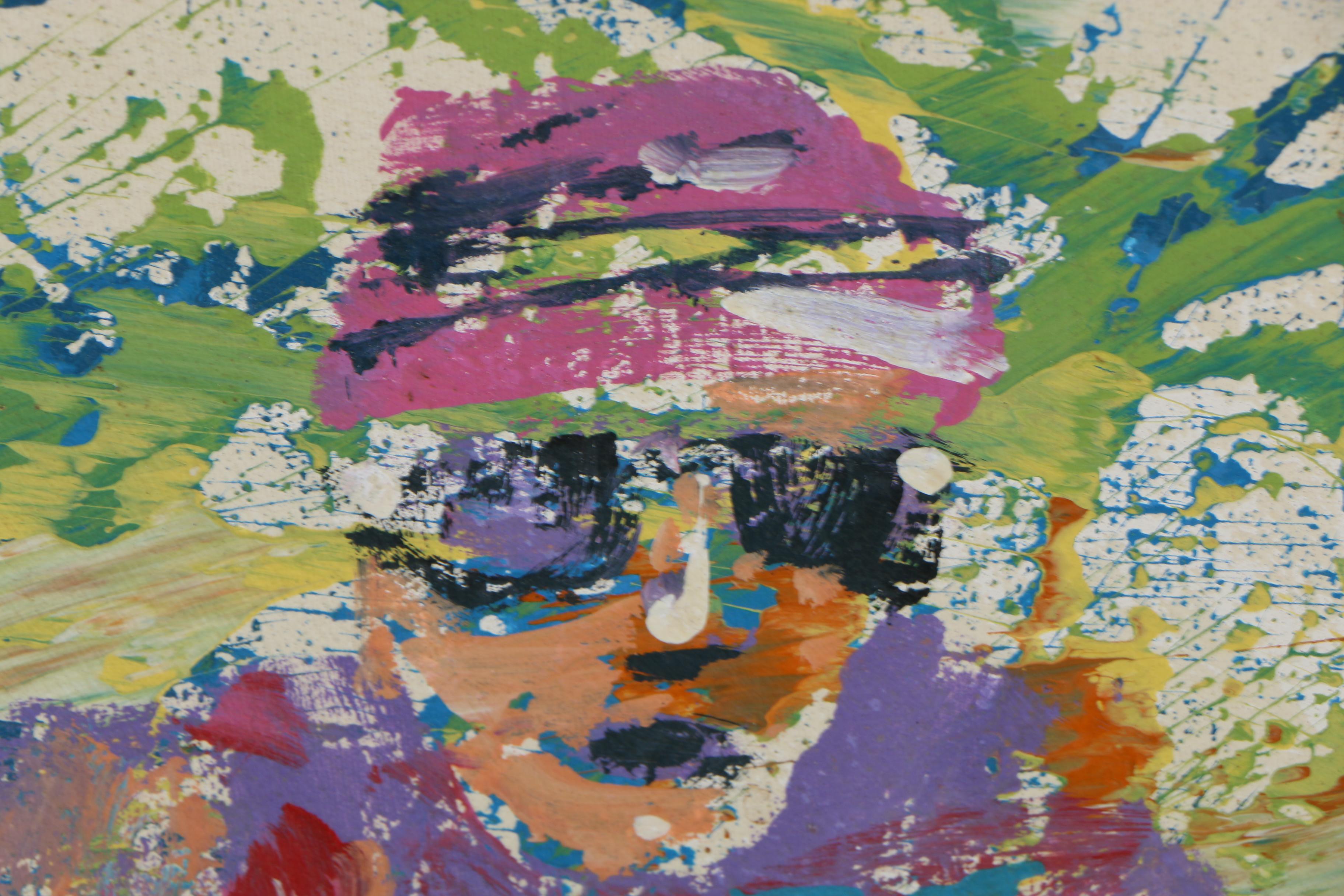 Magnus Engstrom Abstract Acrylic Painting of Skiier