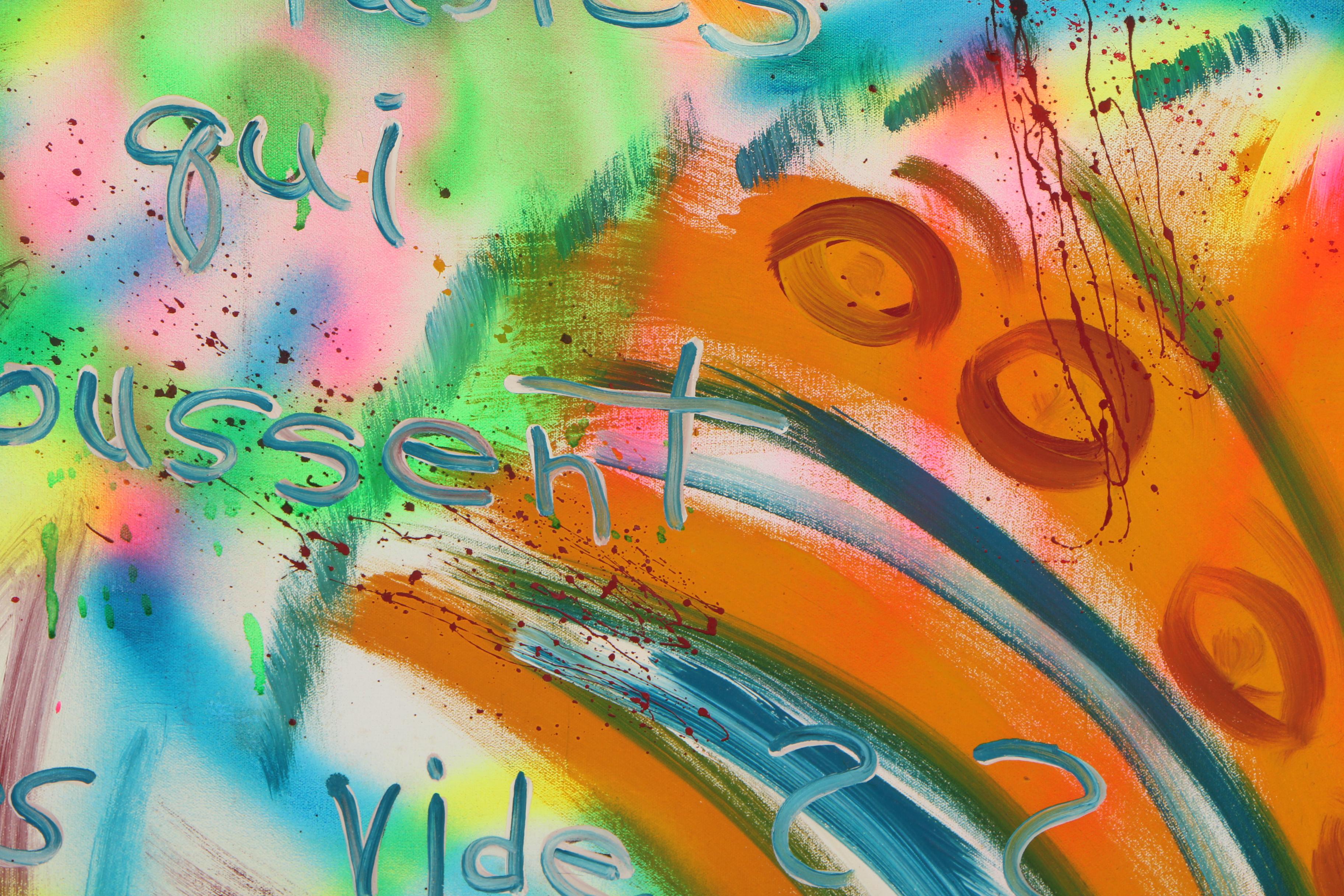 E. Goldman Mixed Media Painting "Graffiti in Orange and Blue"