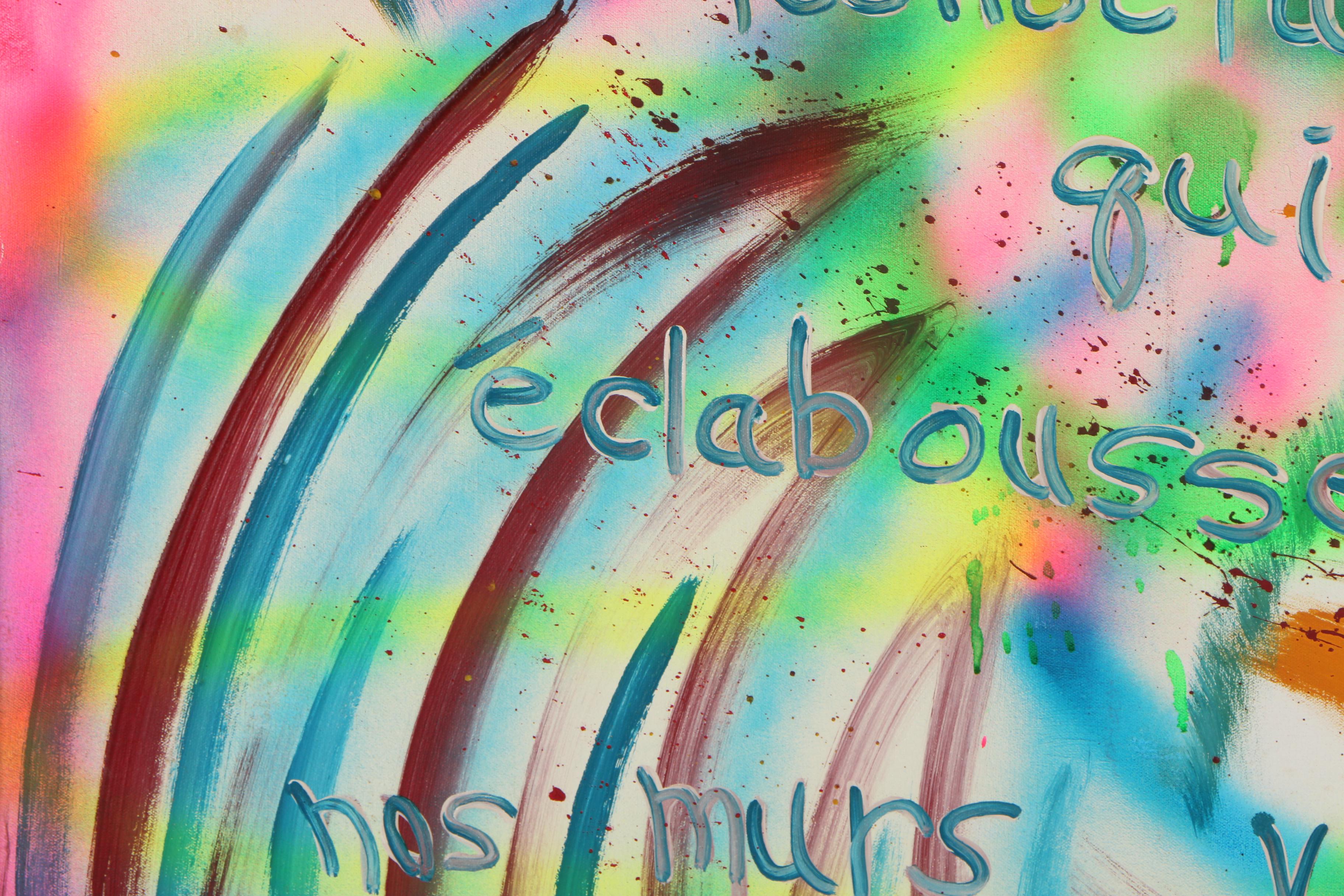 E. Goldman Mixed Media Painting "Graffiti in Orange and Blue"