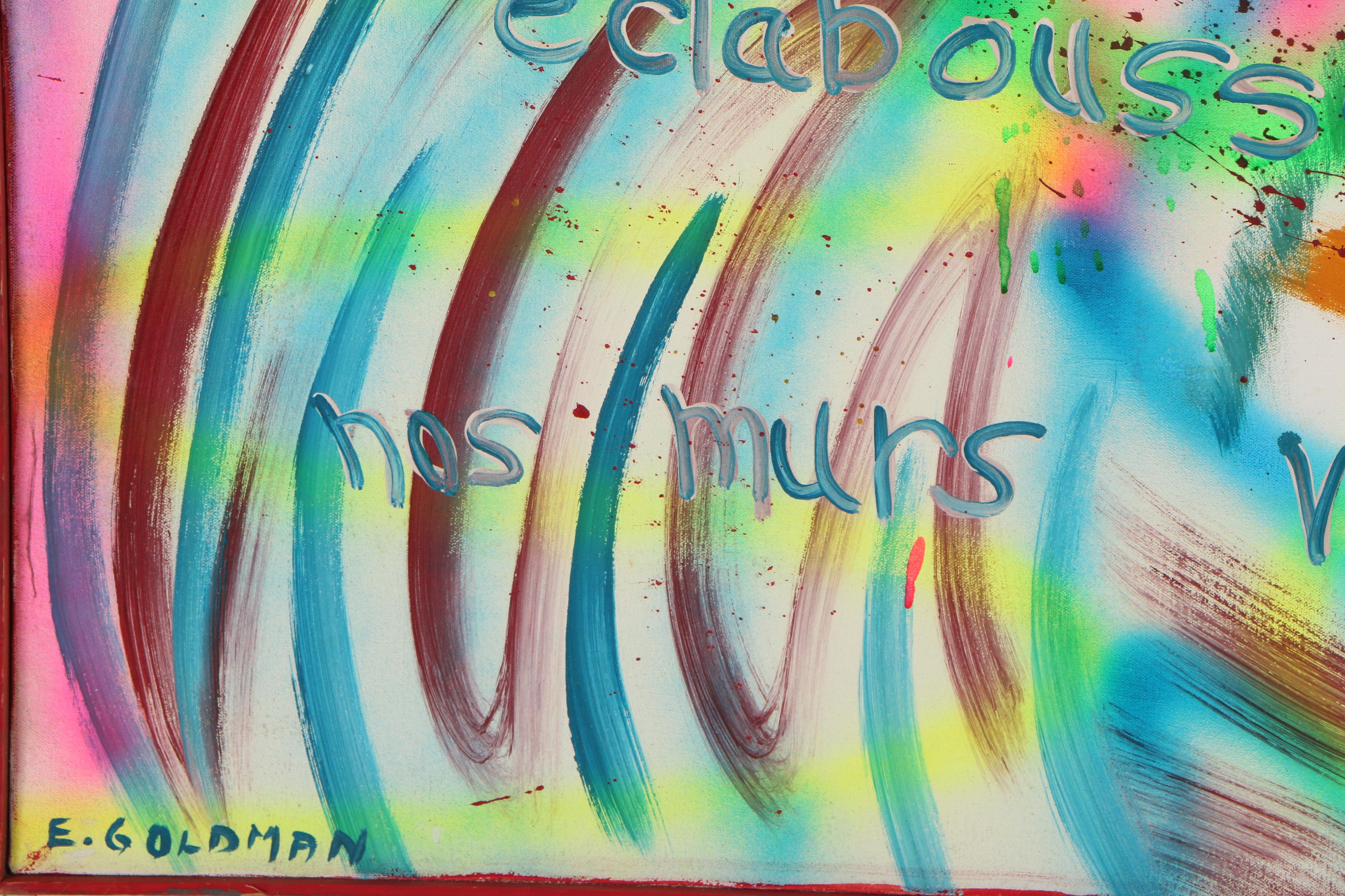 E. Goldman Mixed Media Painting "Graffiti in Orange and Blue"