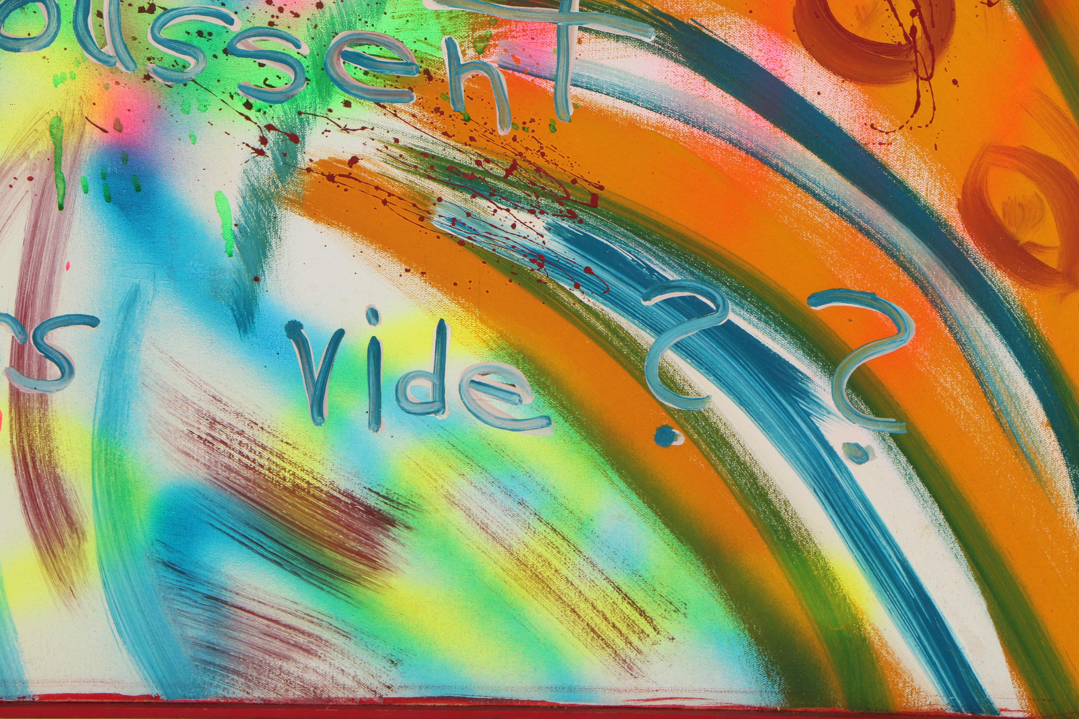 E. Goldman Mixed Media Painting "Graffiti in Orange and Blue"