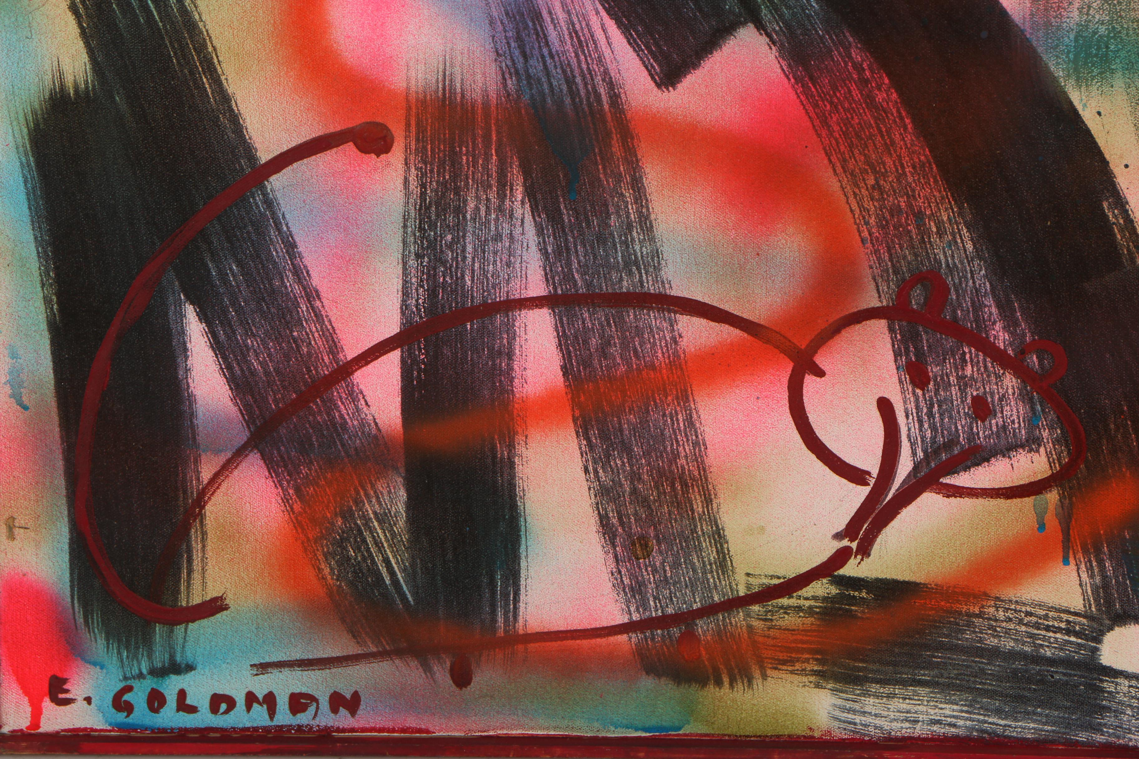 E. Goldman Mixed Media "Graffiti" Painting