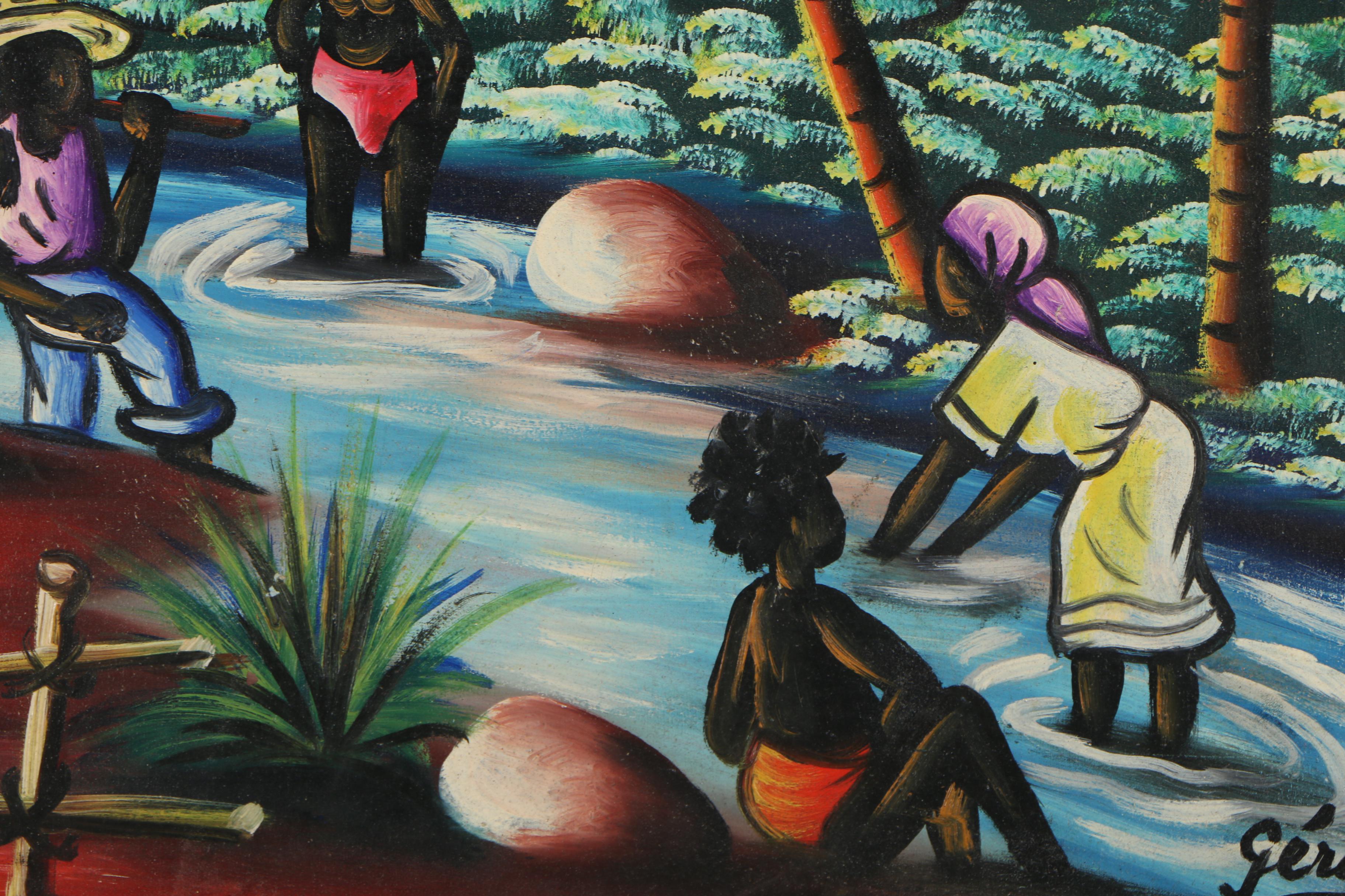 Gérard Haitian Folk Art Oil Painting