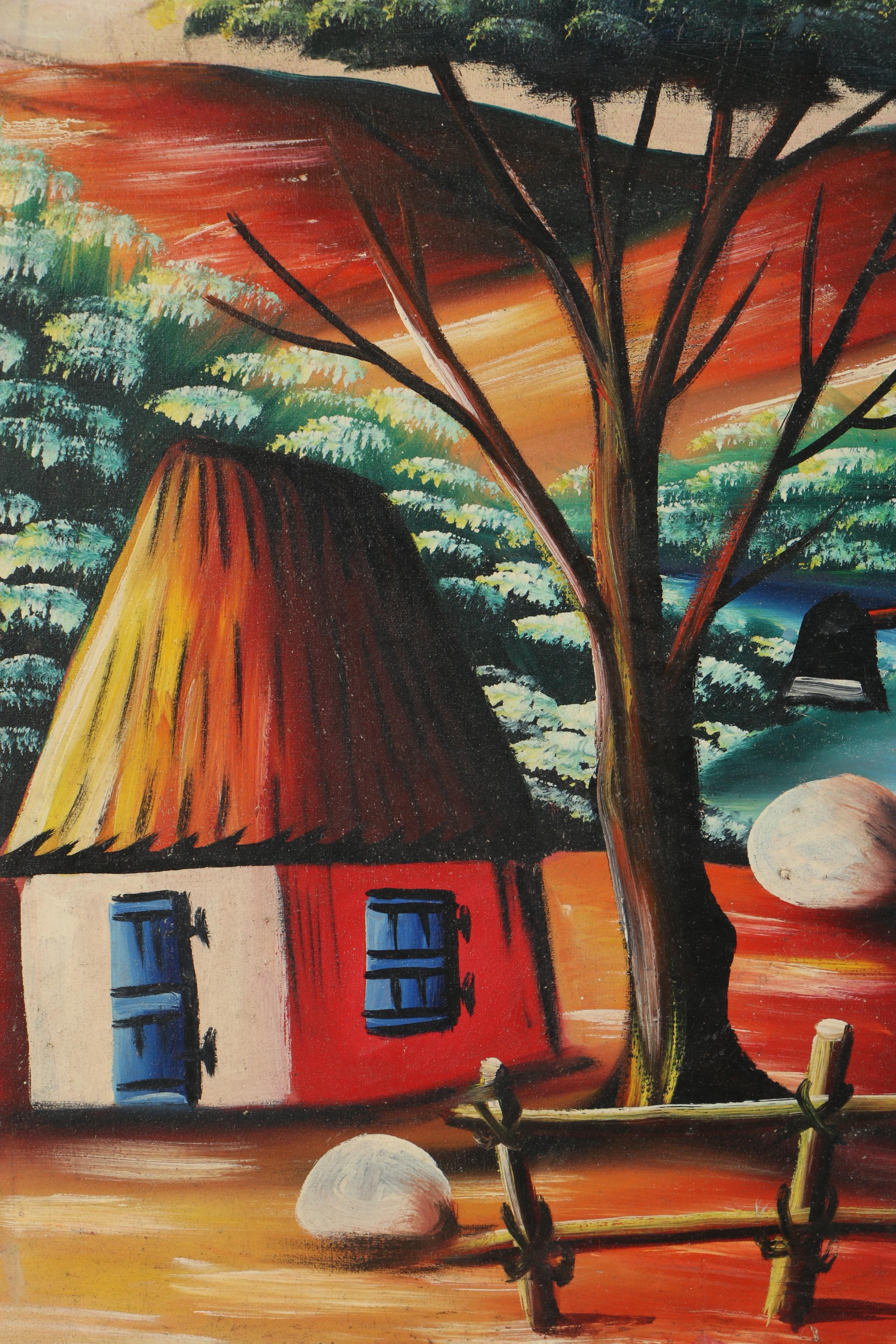 Gérard Haitian Folk Art Oil Painting