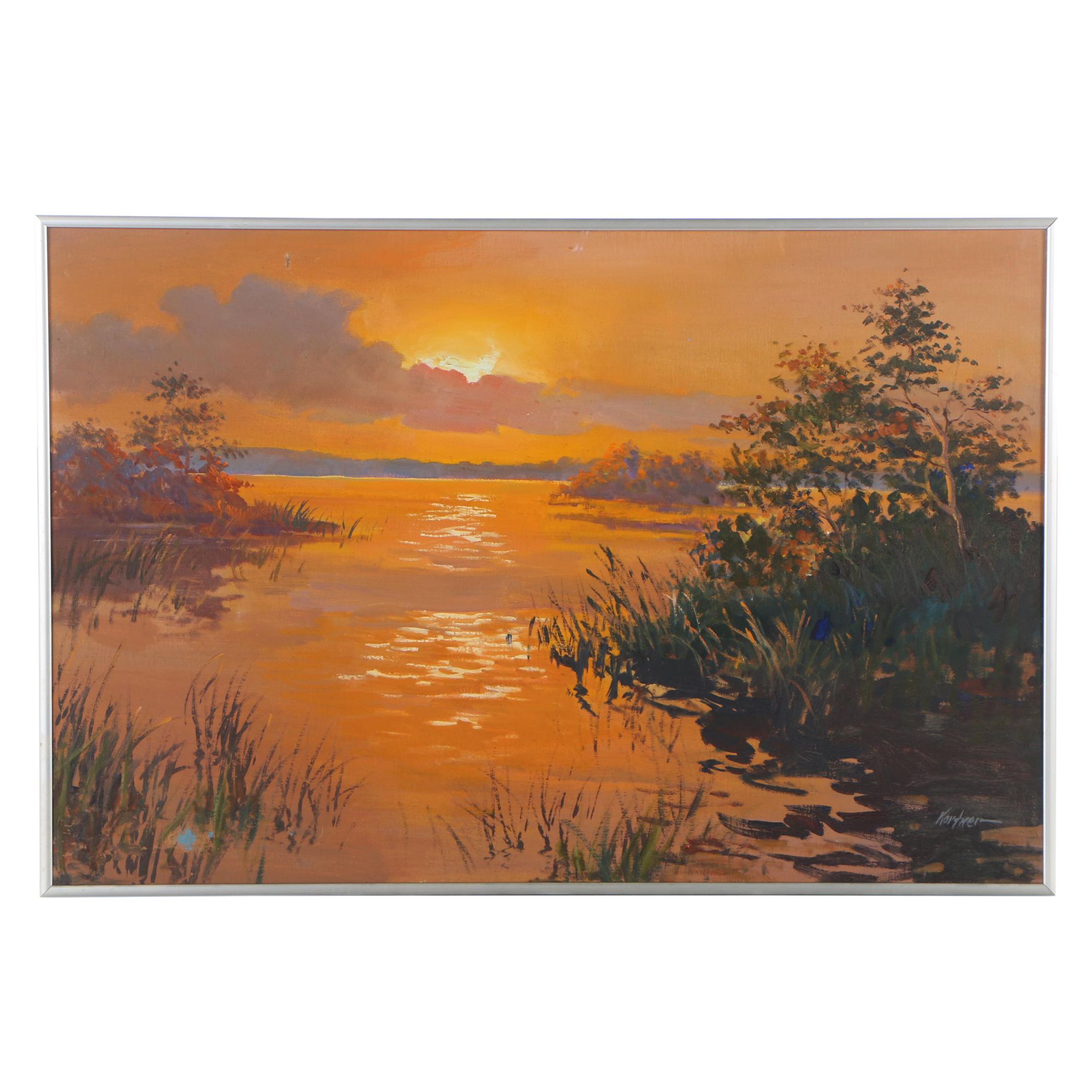 Alexander Kortner Oil Painting "Everglades Sunset"