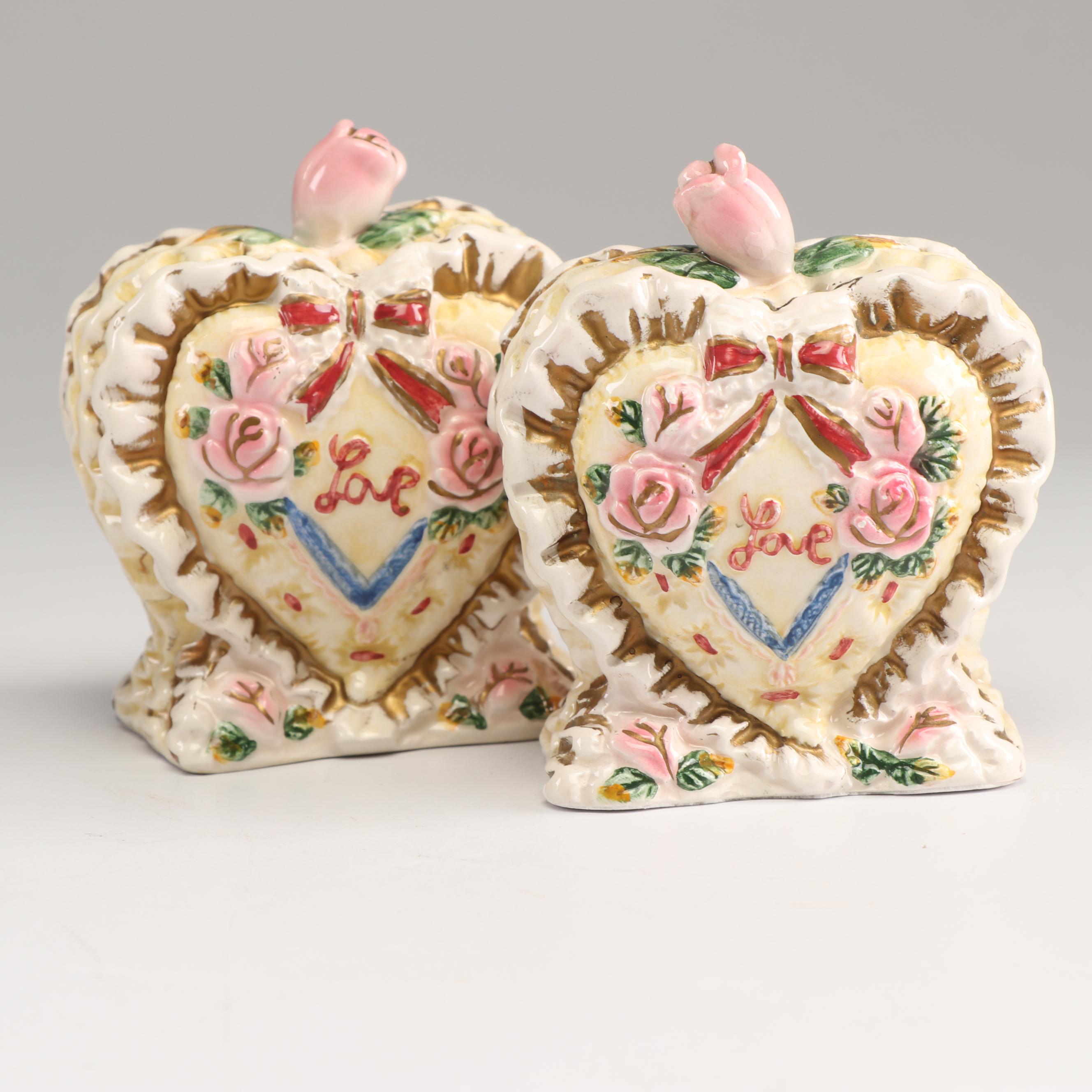 Fitz and Floyd Omnibus "Love" Teapot and Salt and Pepper Shakers, 1996