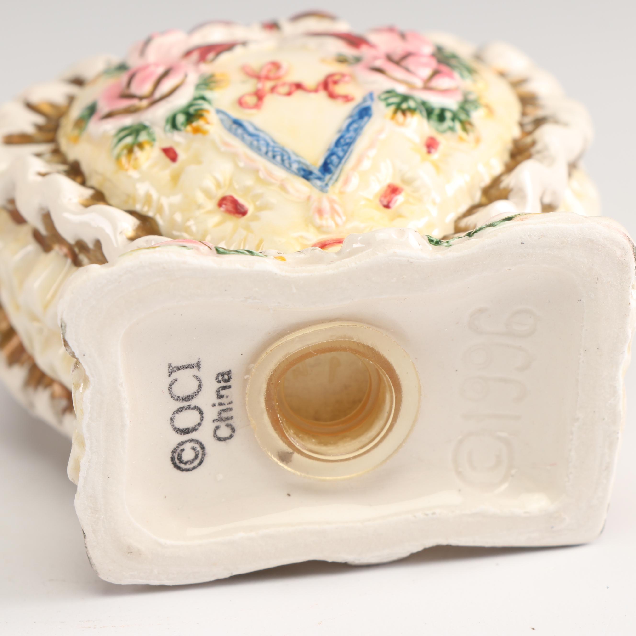 Fitz and Floyd Omnibus "Love" Teapot and Salt and Pepper Shakers, 1996