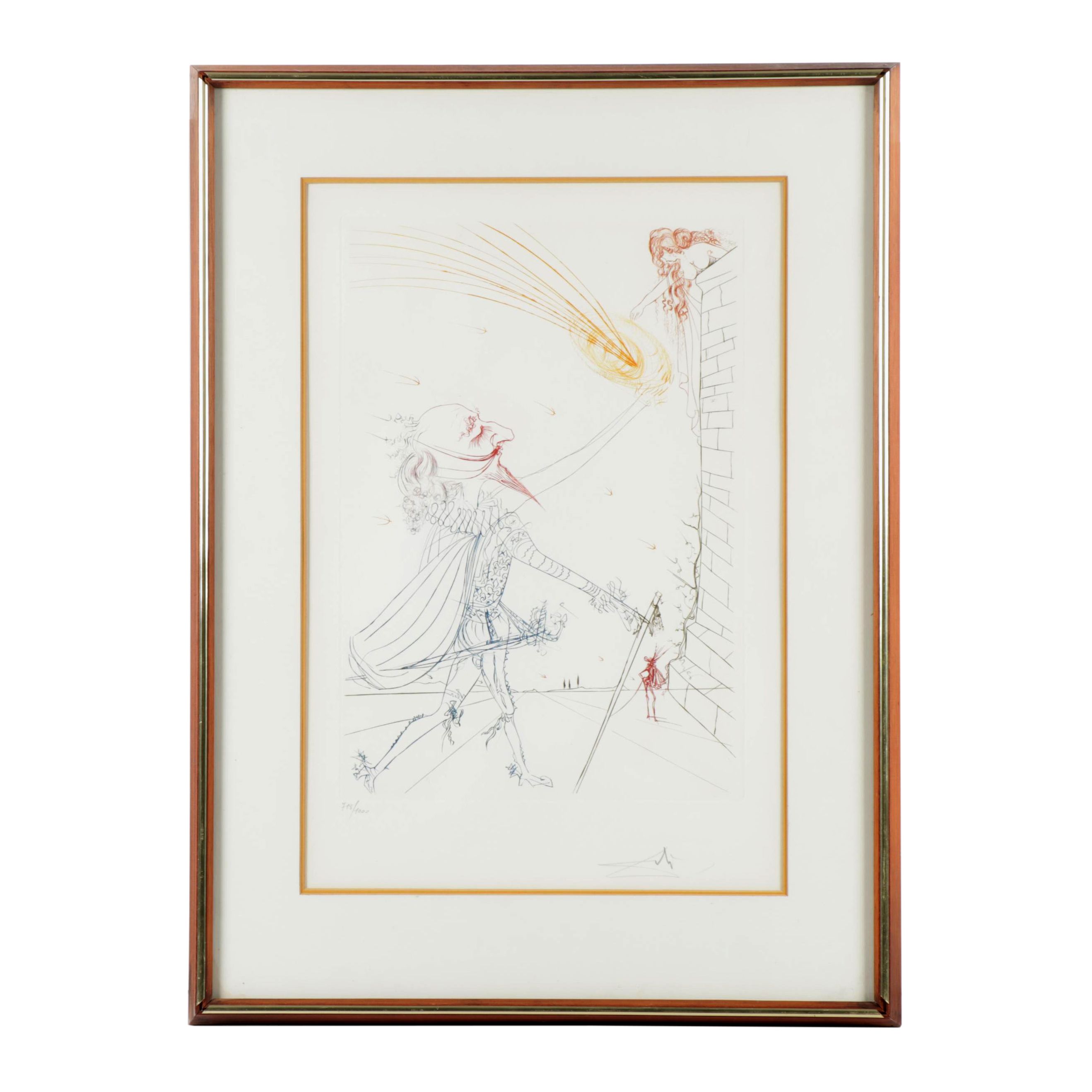 Salvador Dalí Colored Etching "Famous Loves: Cyrano de Bergerac and Roxanne"