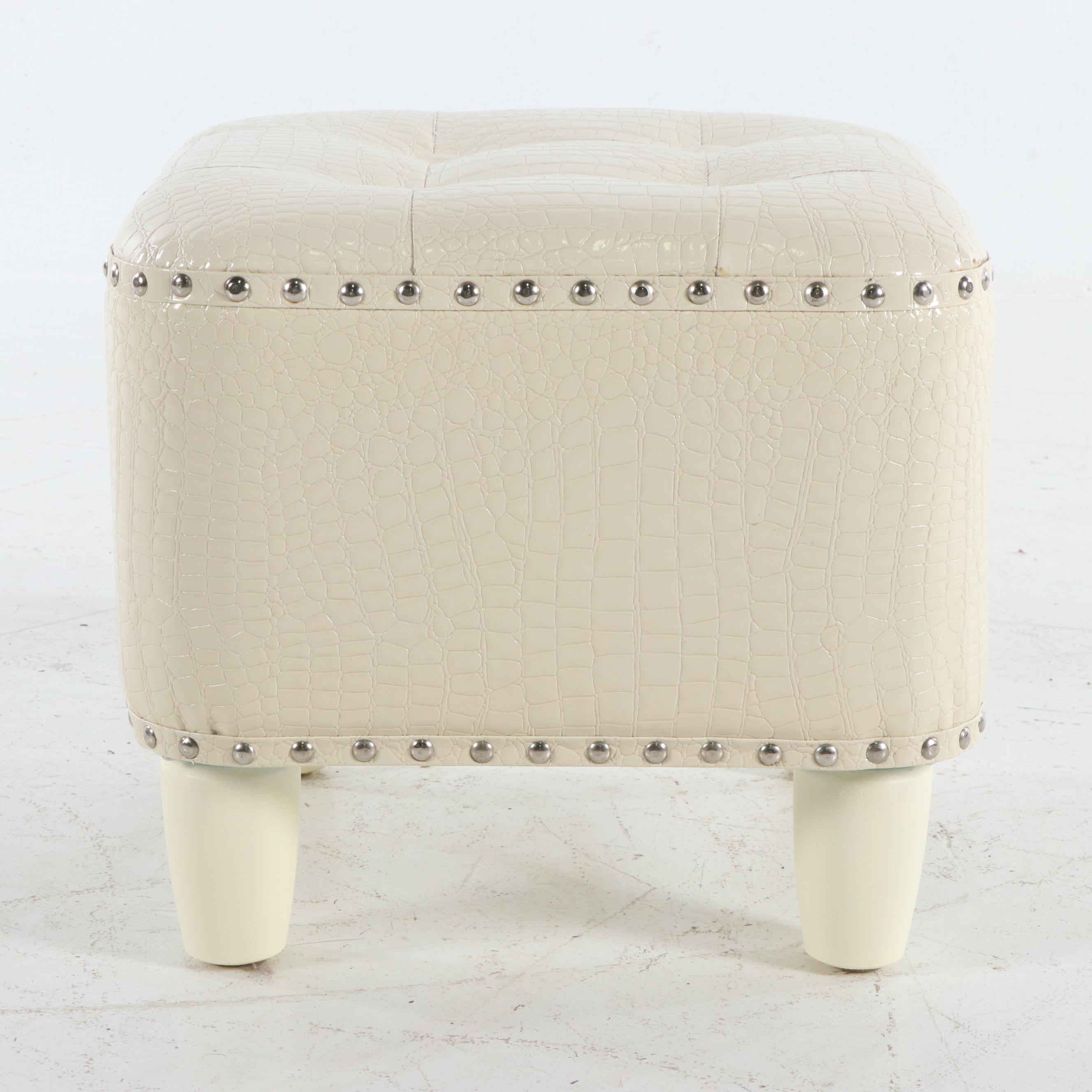 Faux Leather Upholstered Ottoman