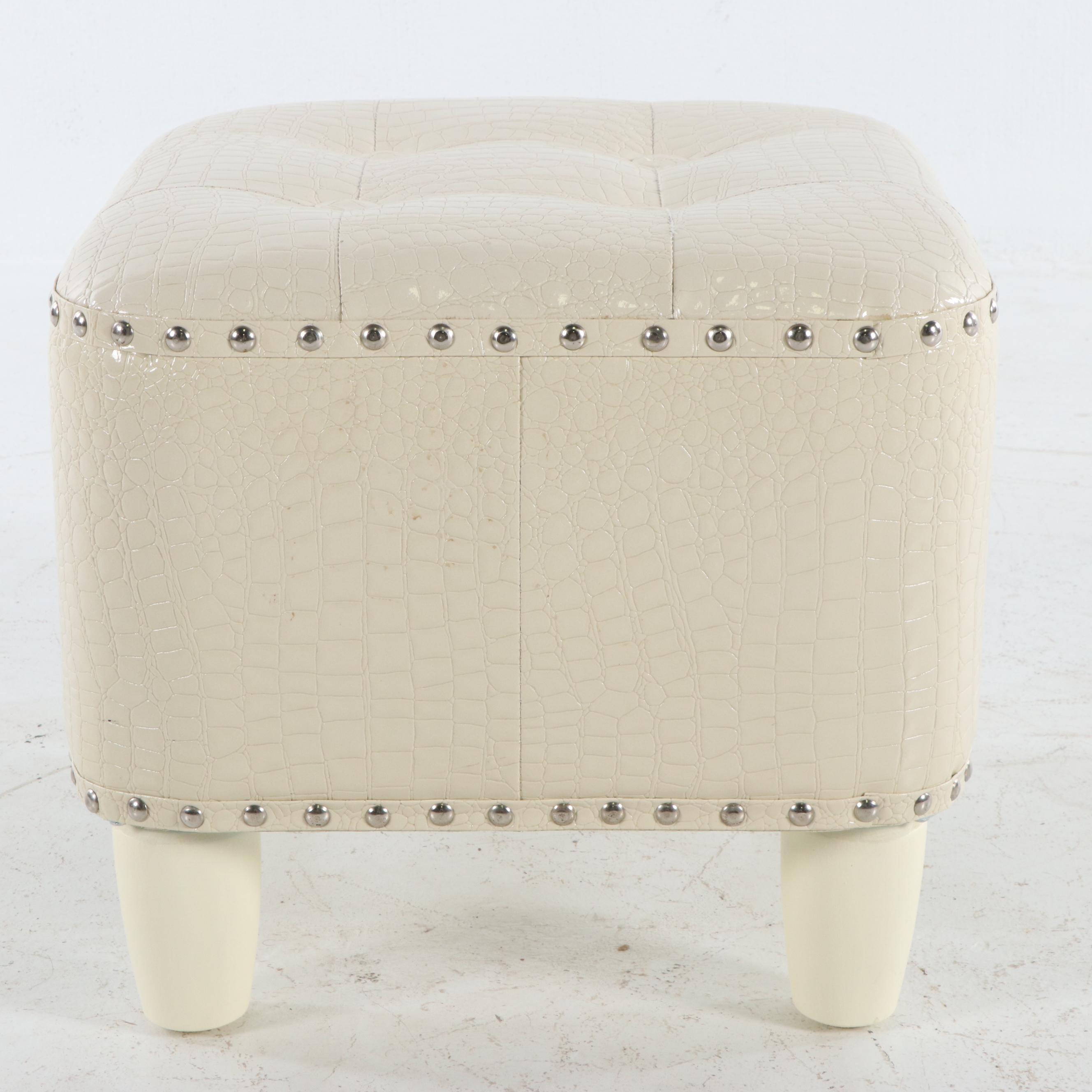 Faux Leather Upholstered Ottoman