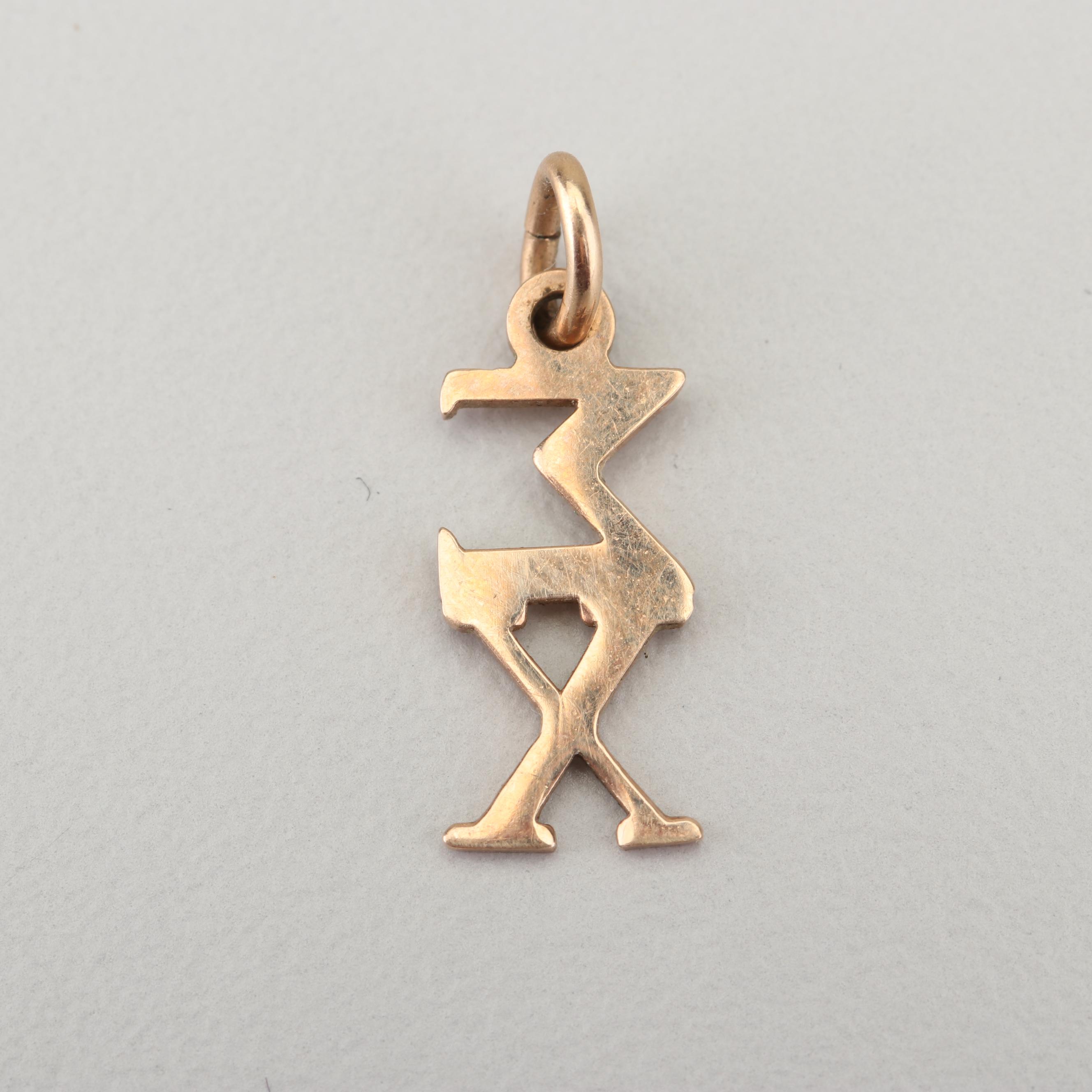 10K Yellow and White Gold Sigma Chi Pins and Charm with Gemstone Accents