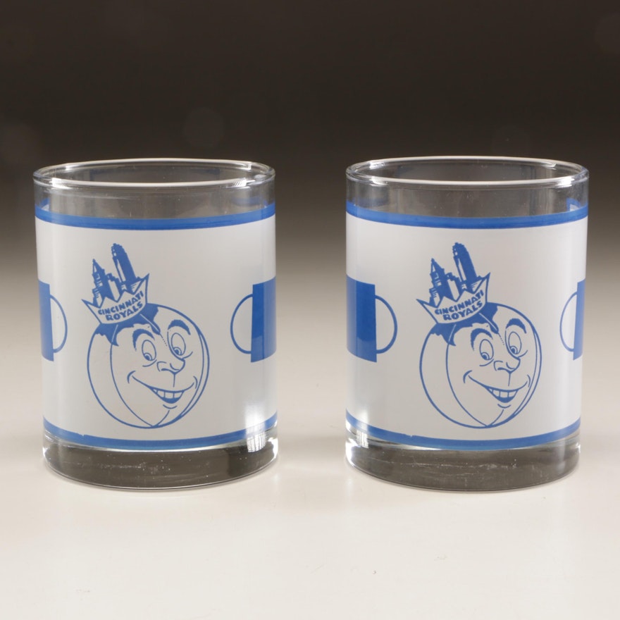 Two 1960s-1970s Cincinnati Royals NBA Basketball Mascot Tumblers