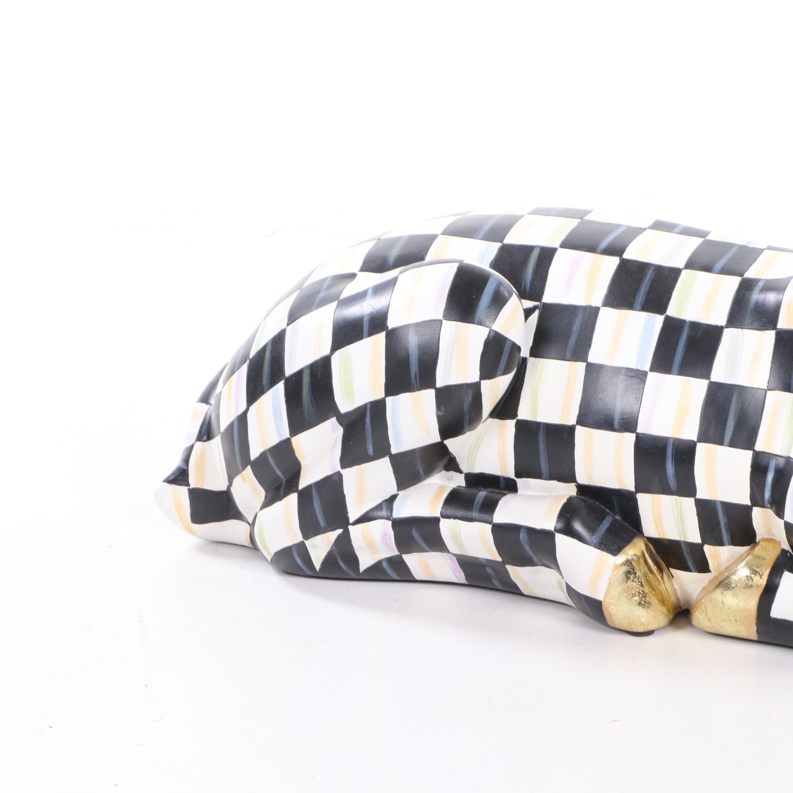 MacKenzie-Childs "Courtly Check" Resting Reindeer Figure