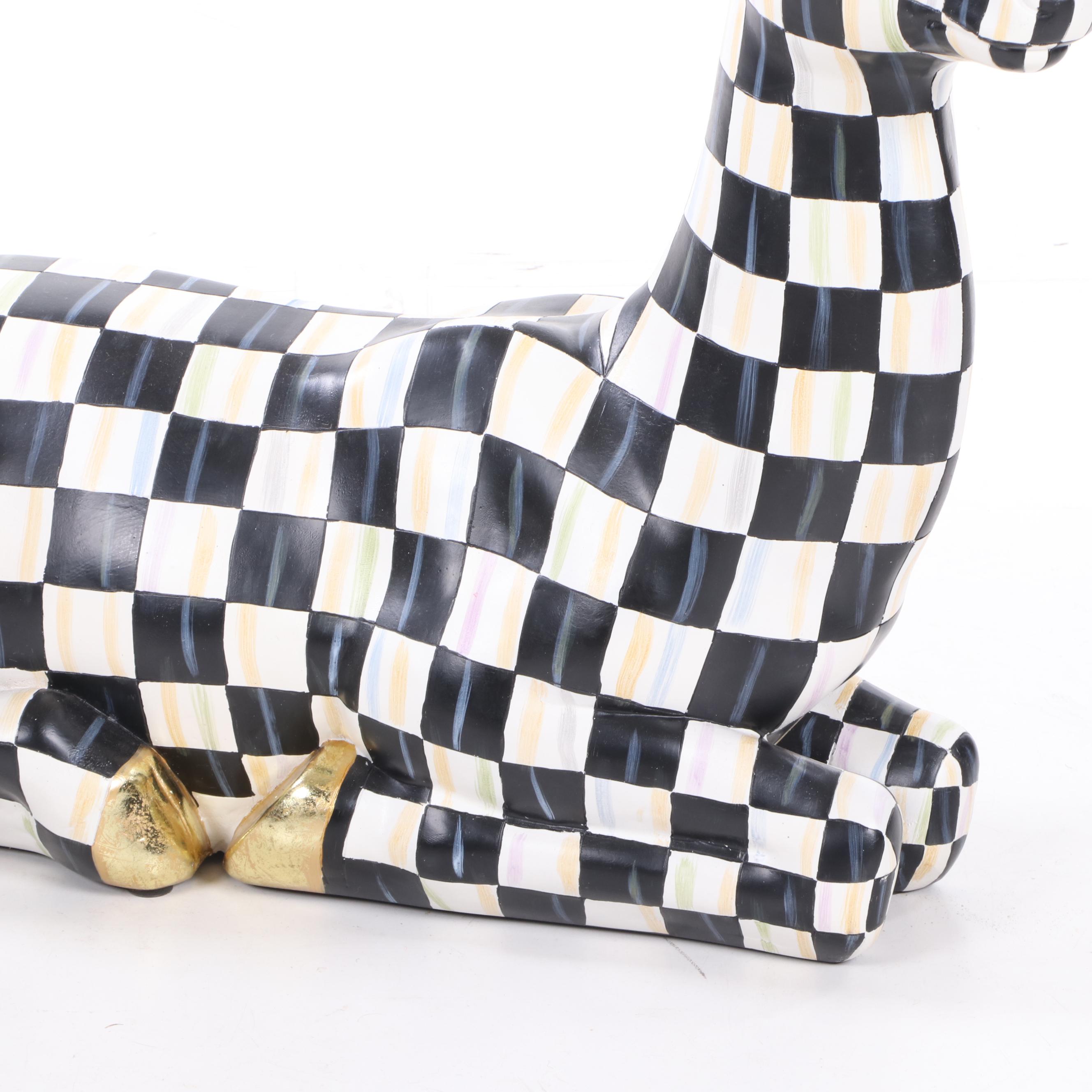 MacKenzie-Childs "Courtly Check" Resting Reindeer Figure