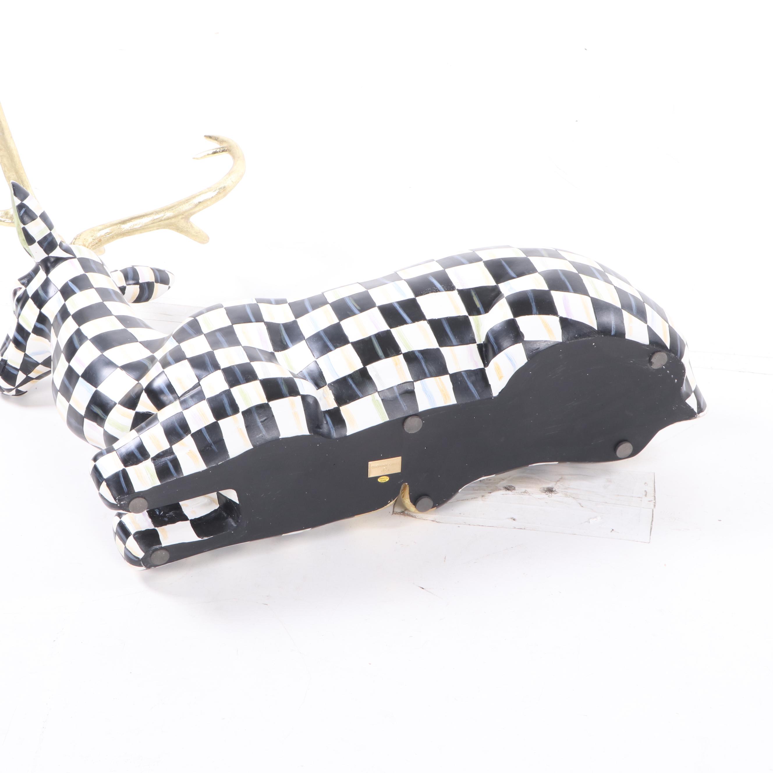 MacKenzie-Childs "Courtly Check" Resting Reindeer Figure