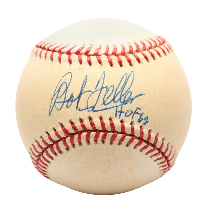 (HOF) Bob Feller Signed Rawlings American League Baseball COA