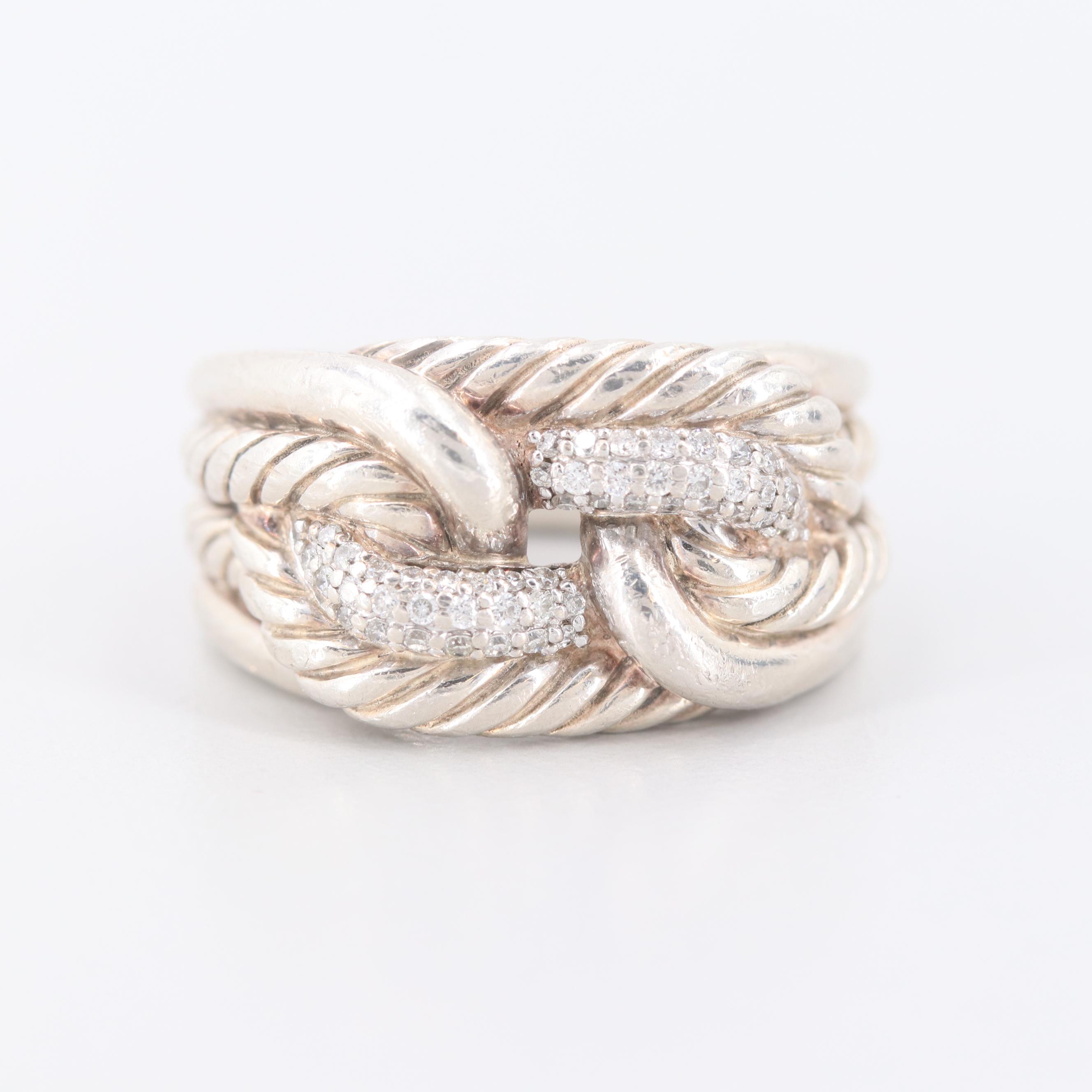 David Yurman Sterling Silver Diamond "Labyrinth" Ring