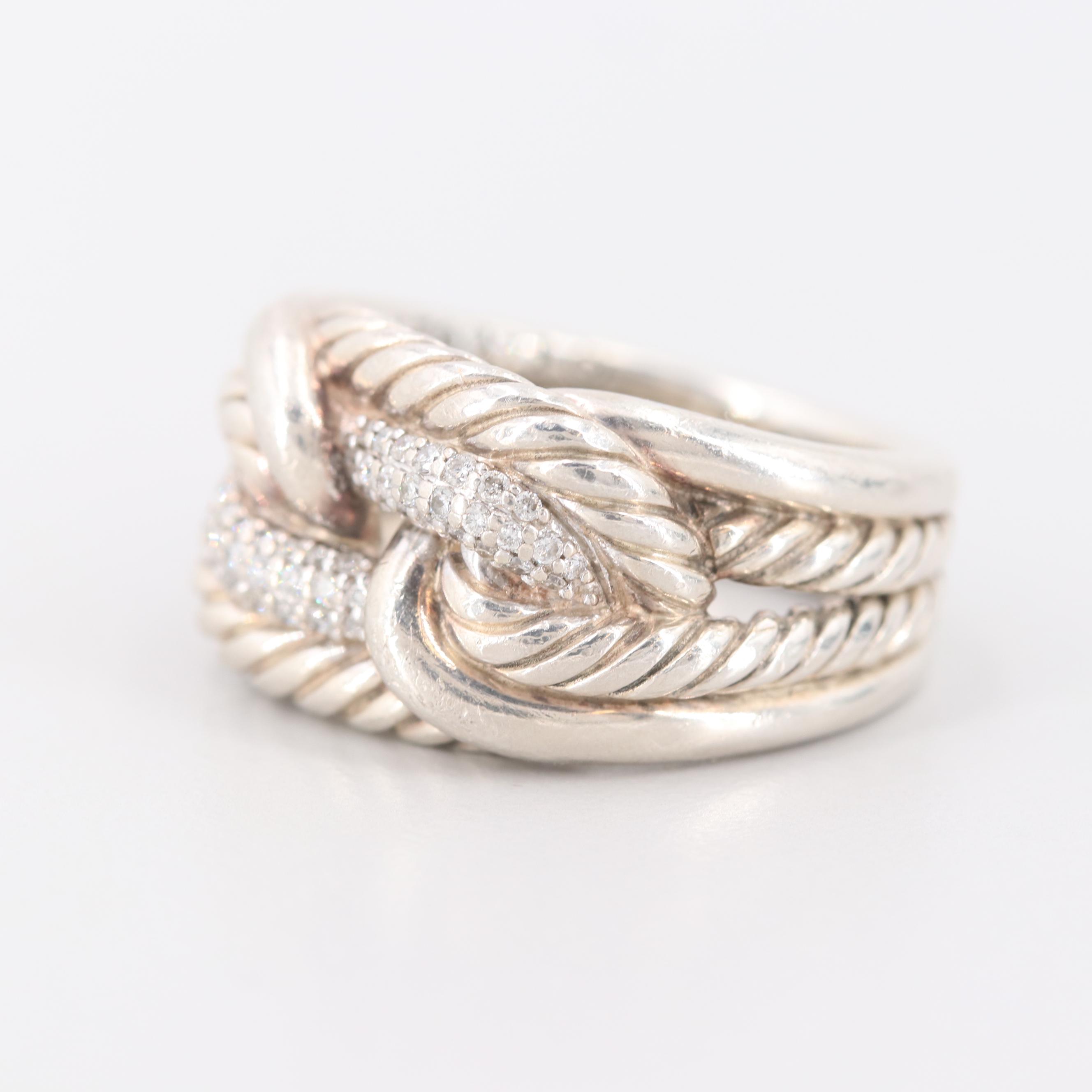David Yurman Sterling Silver Diamond "Labyrinth" Ring