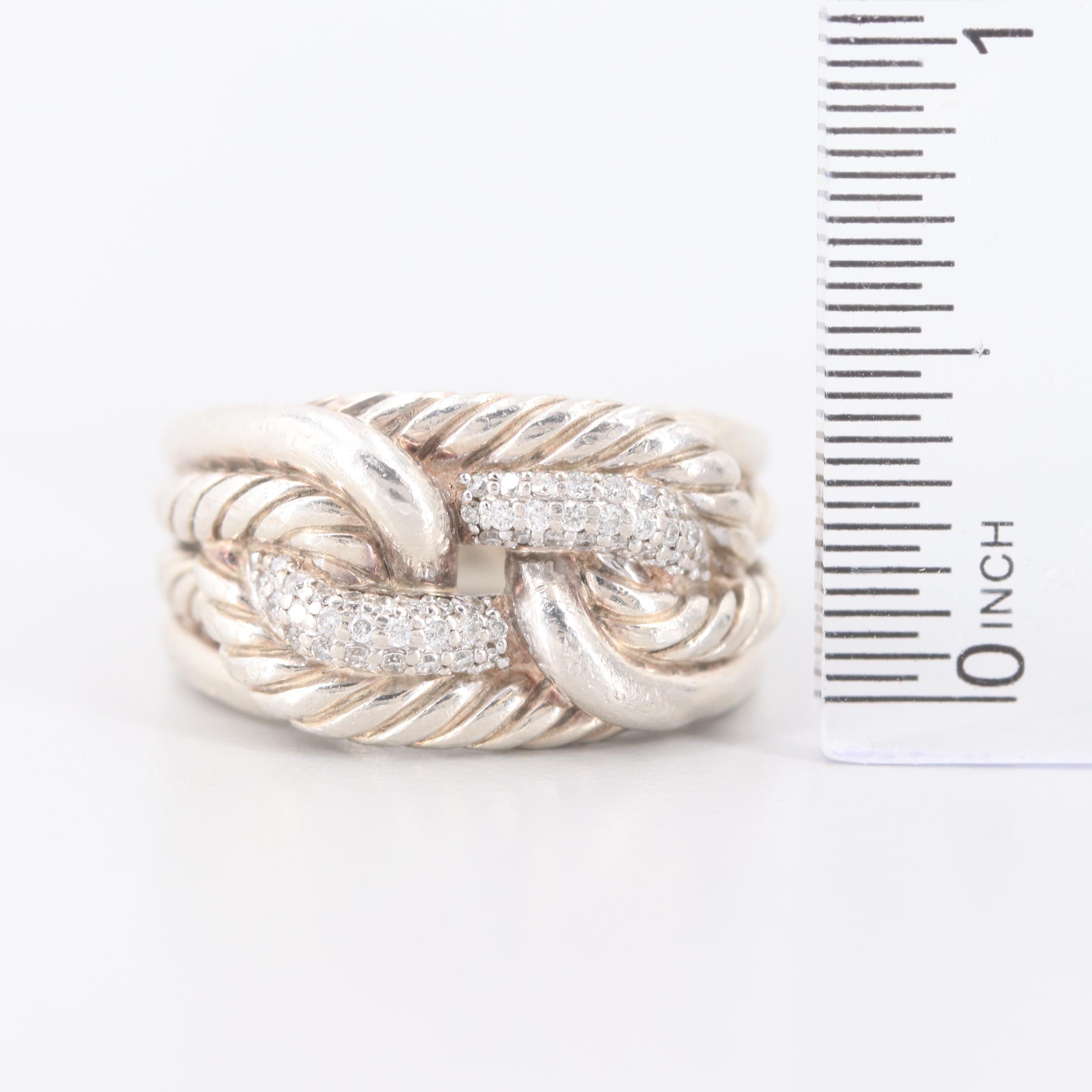 David Yurman Sterling Silver Diamond "Labyrinth" Ring