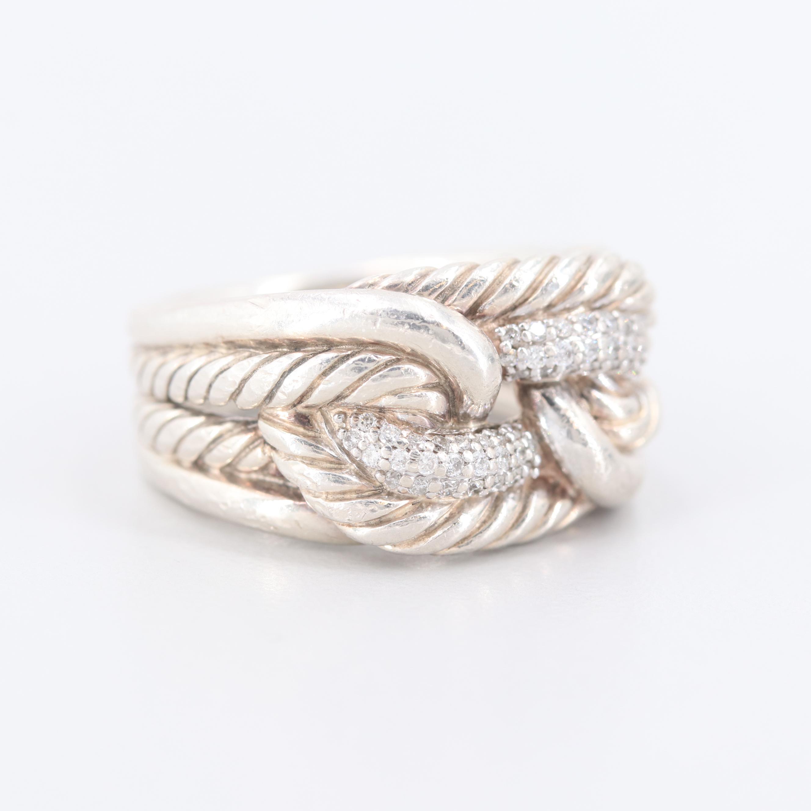 David Yurman Sterling Silver Diamond "Labyrinth" Ring