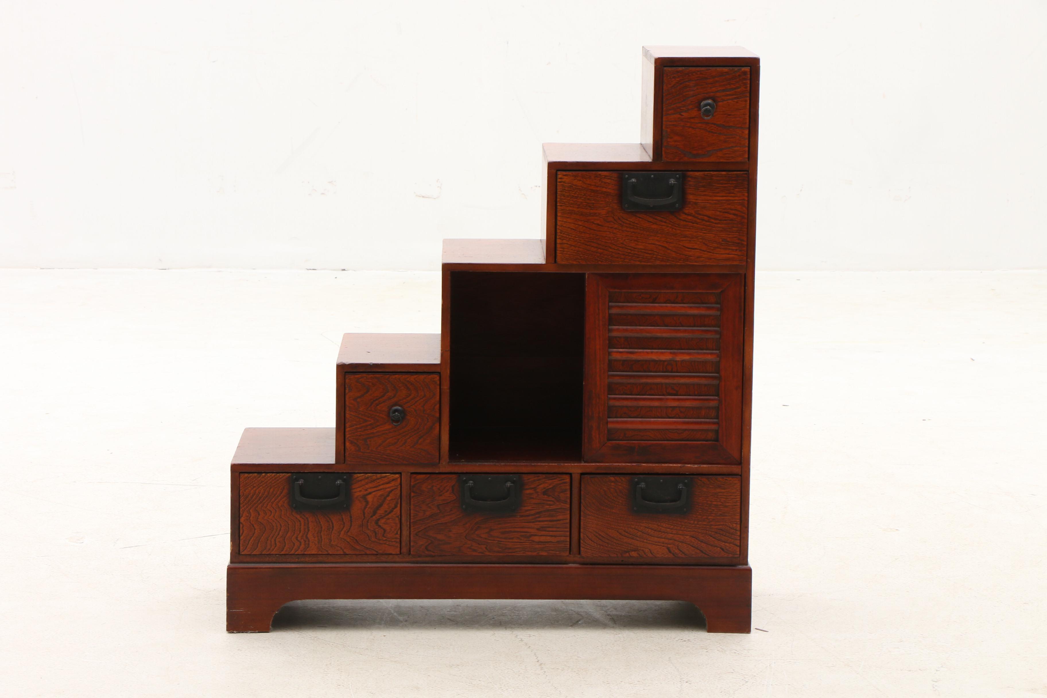 Japanese Elm Stepped Tansu Cabinet in Elm