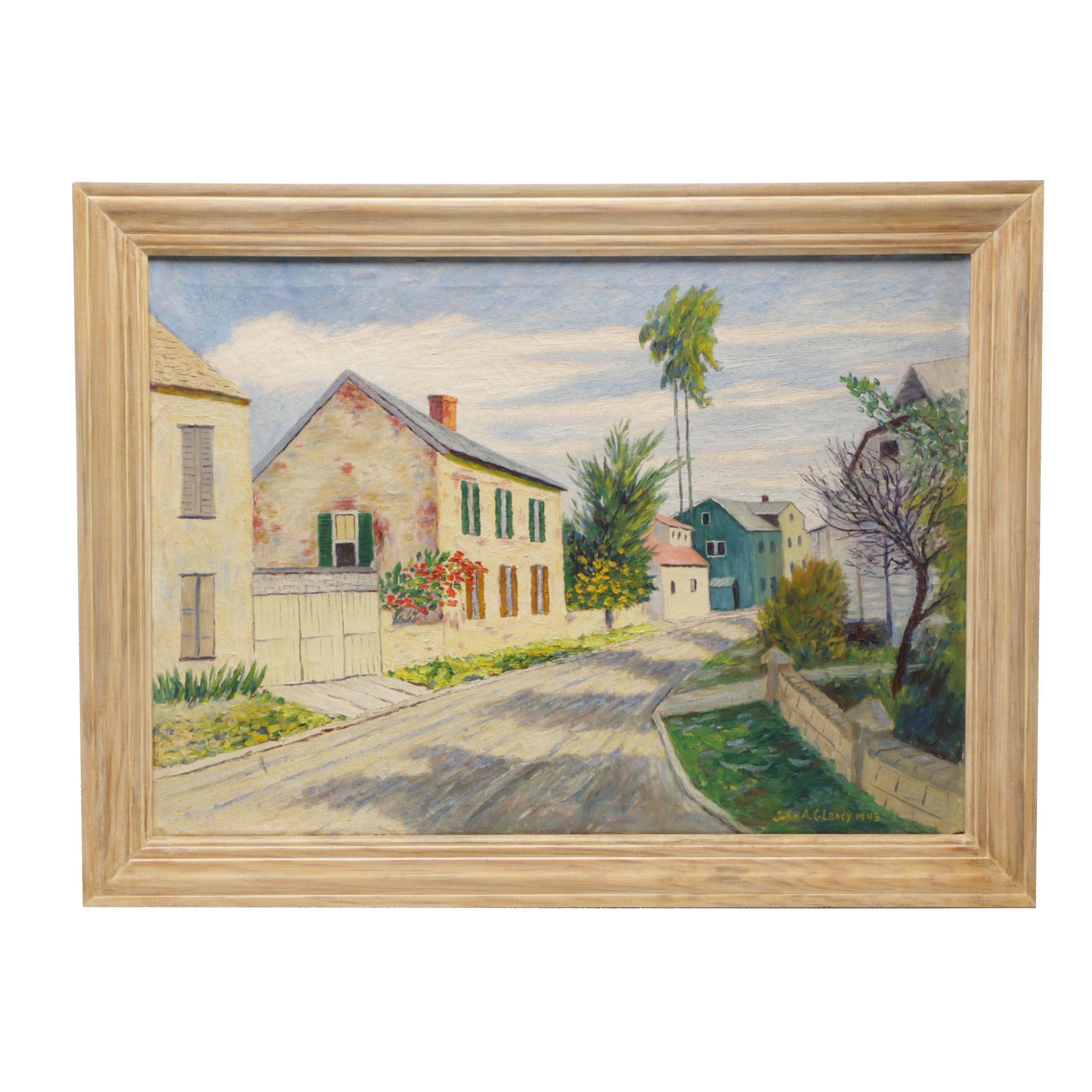 John Glancy Oil Painting of Street Scene