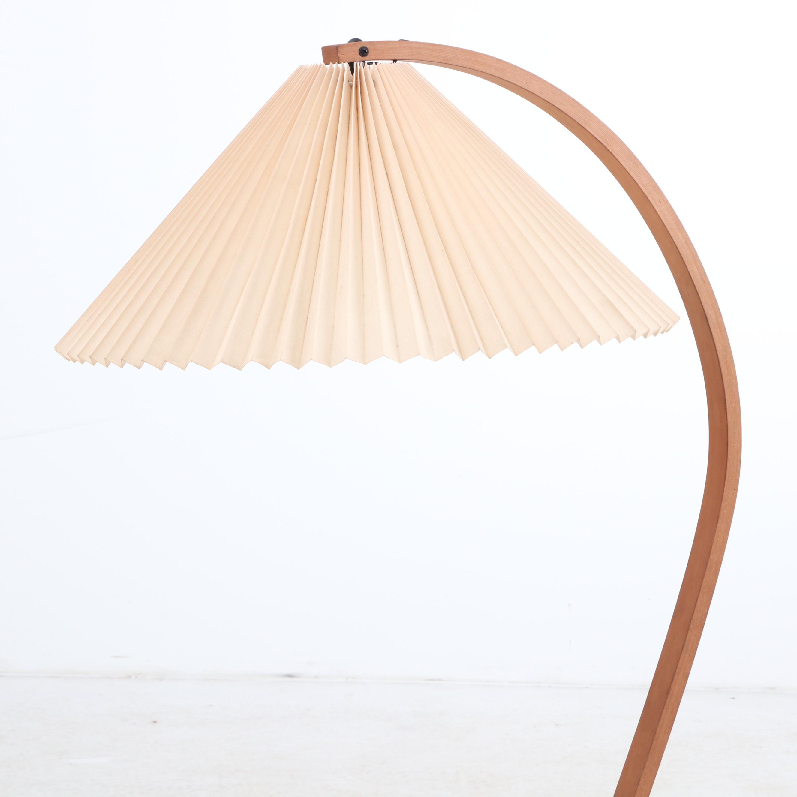 Mid Century Modern Mads Caprani Danish Bentwood Teak Floor Lamp with Shade