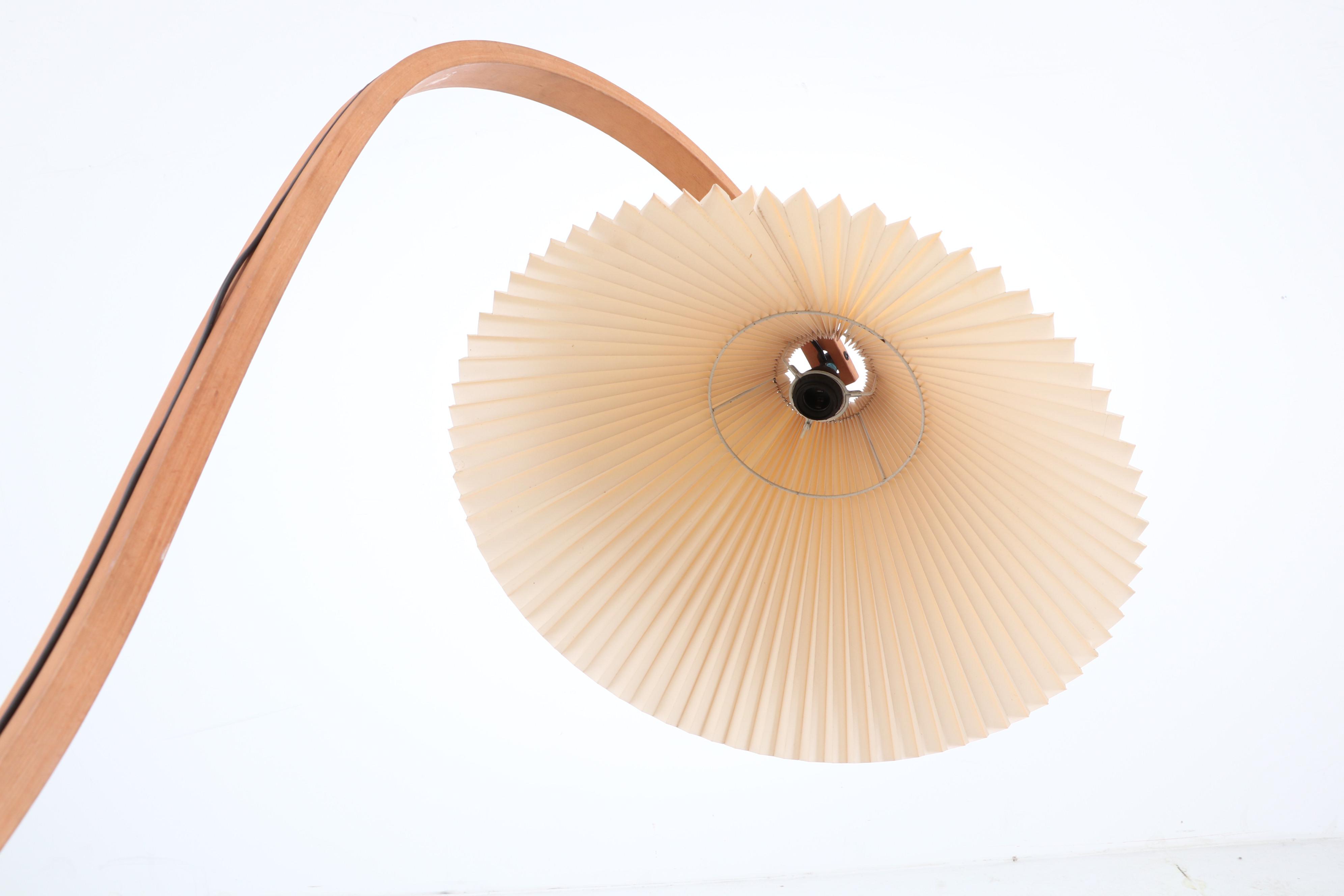 Mid Century Modern Mads Caprani Danish Bentwood Teak Floor Lamp with Shade