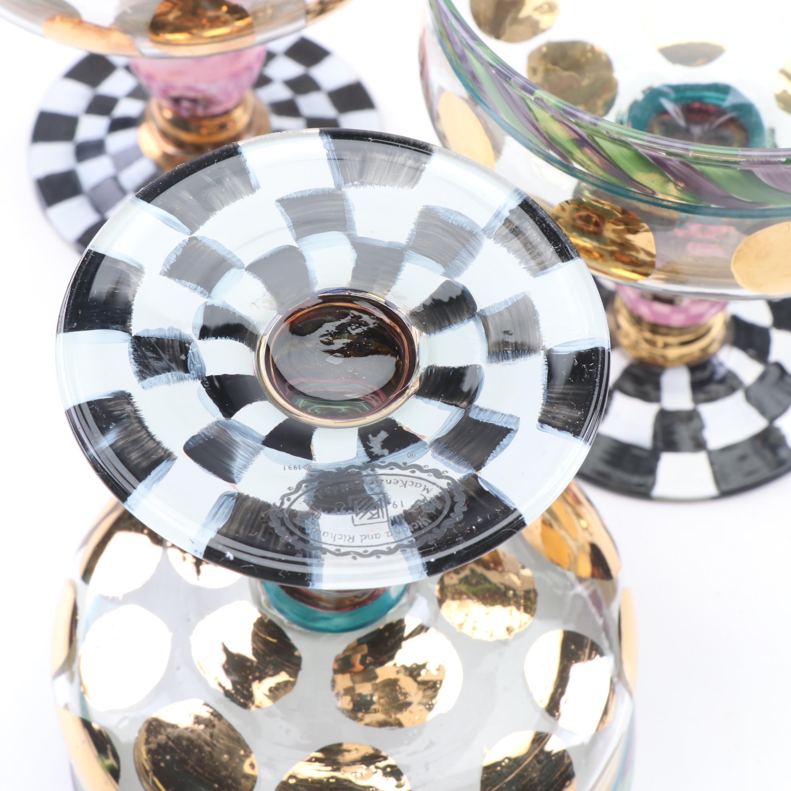 Victoria & Richard MacKenzie-Childs Hand-Painted Cocktail Glasses, 1991