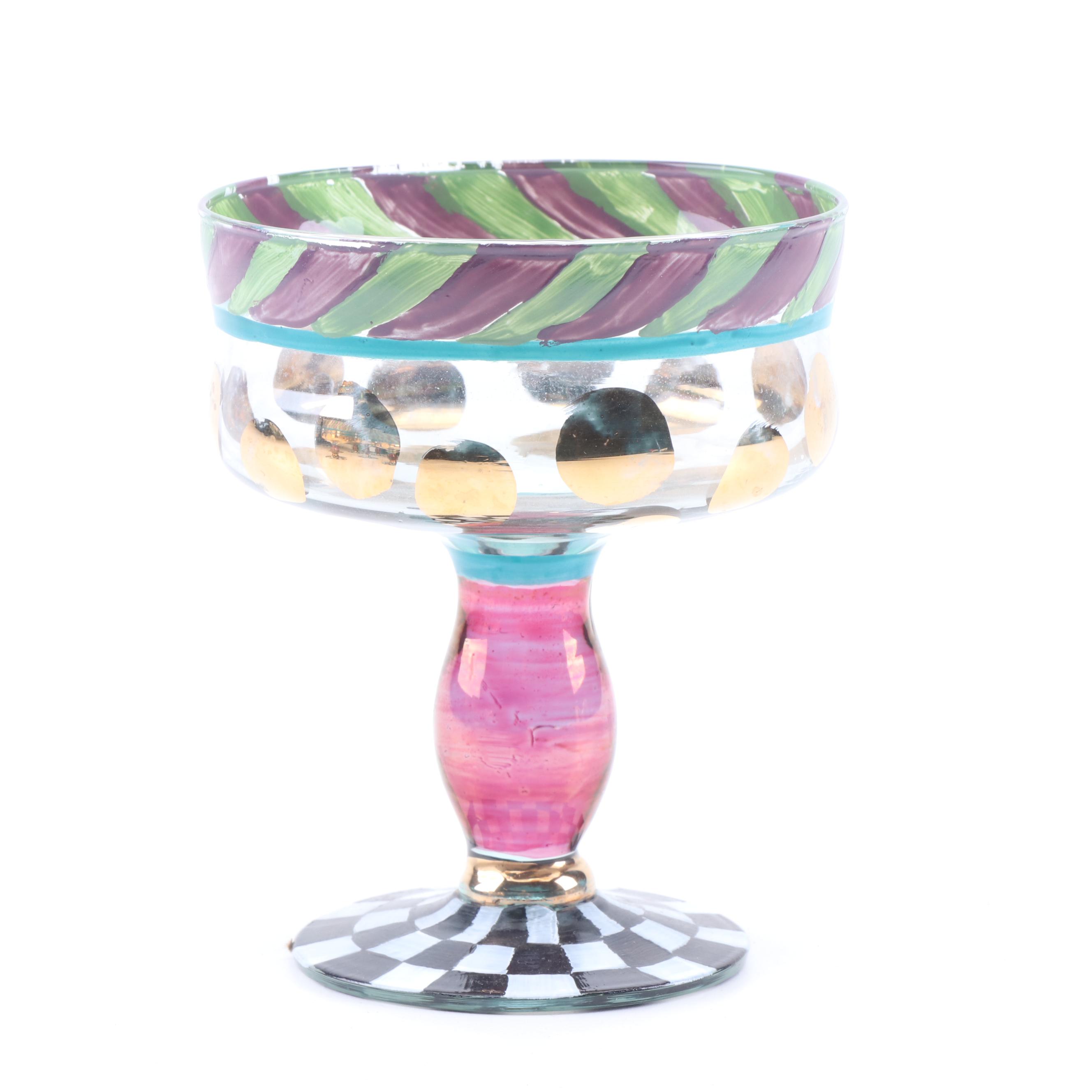 Victoria & Richard MacKenzie-Childs Hand-Painted Cocktail Glasses, 1991