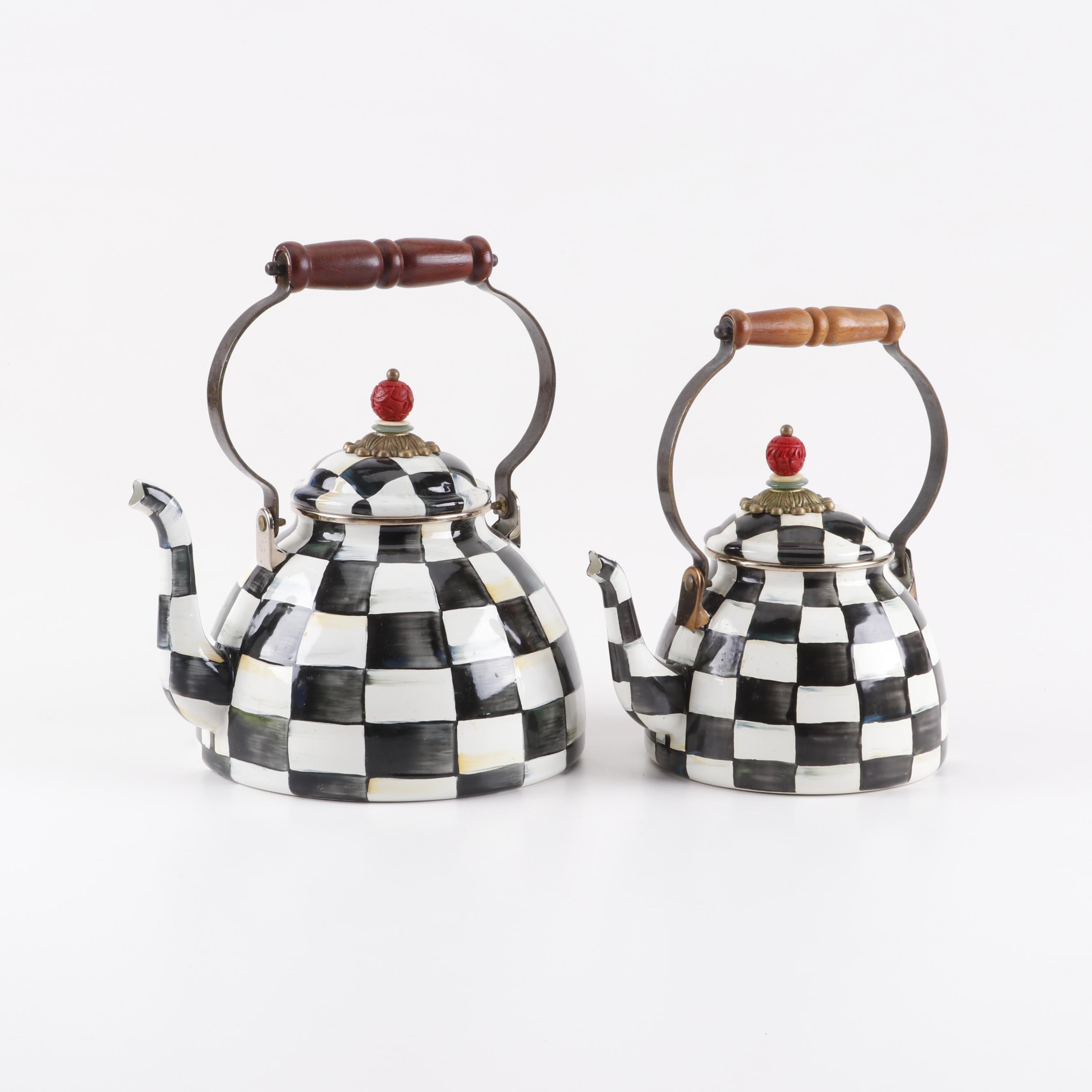 MacKenzie-Childs "Courtly Check" Tea Kettles, Colander, and Wine Cooler
