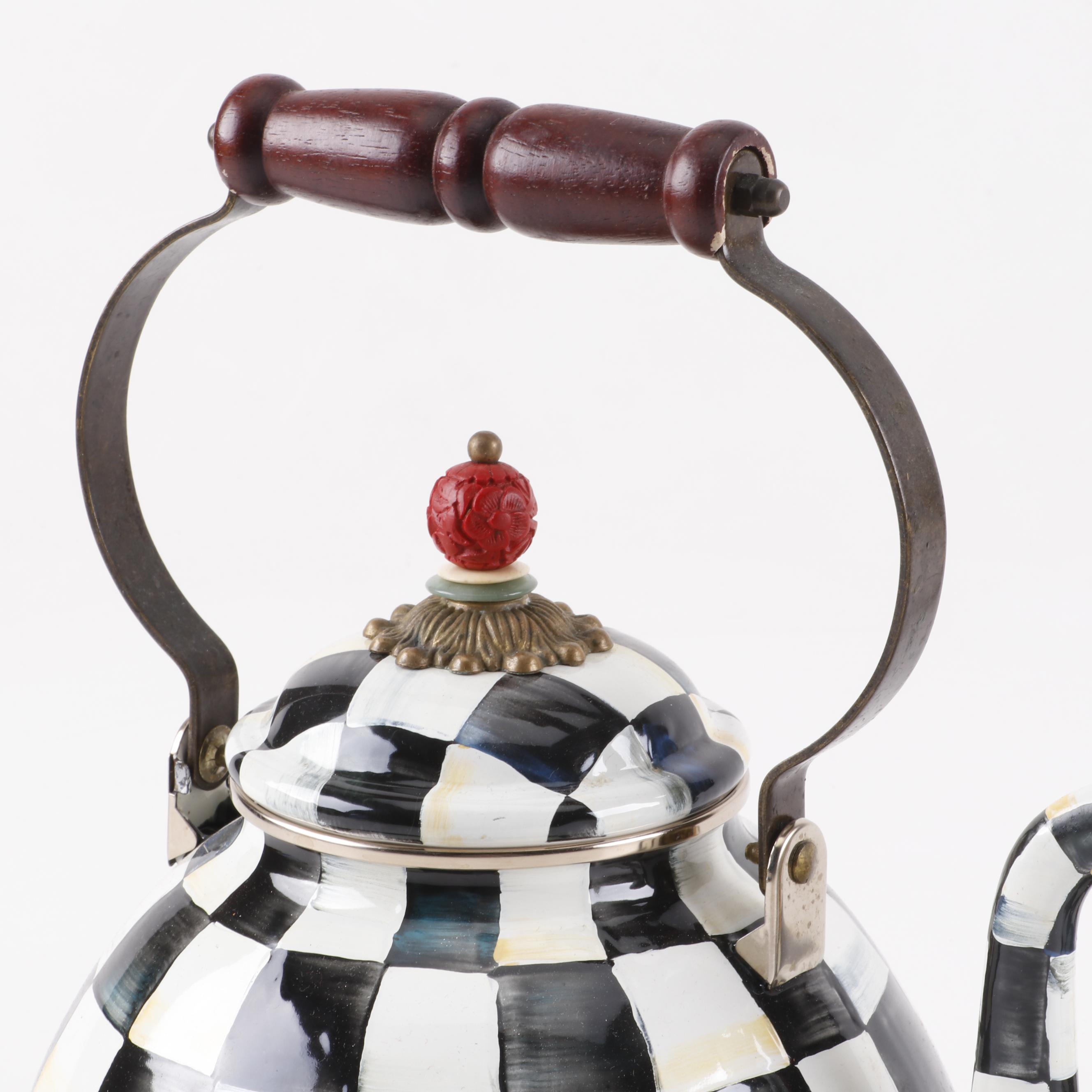 MacKenzie-Childs "Courtly Check" Tea Kettles, Colander, and Wine Cooler