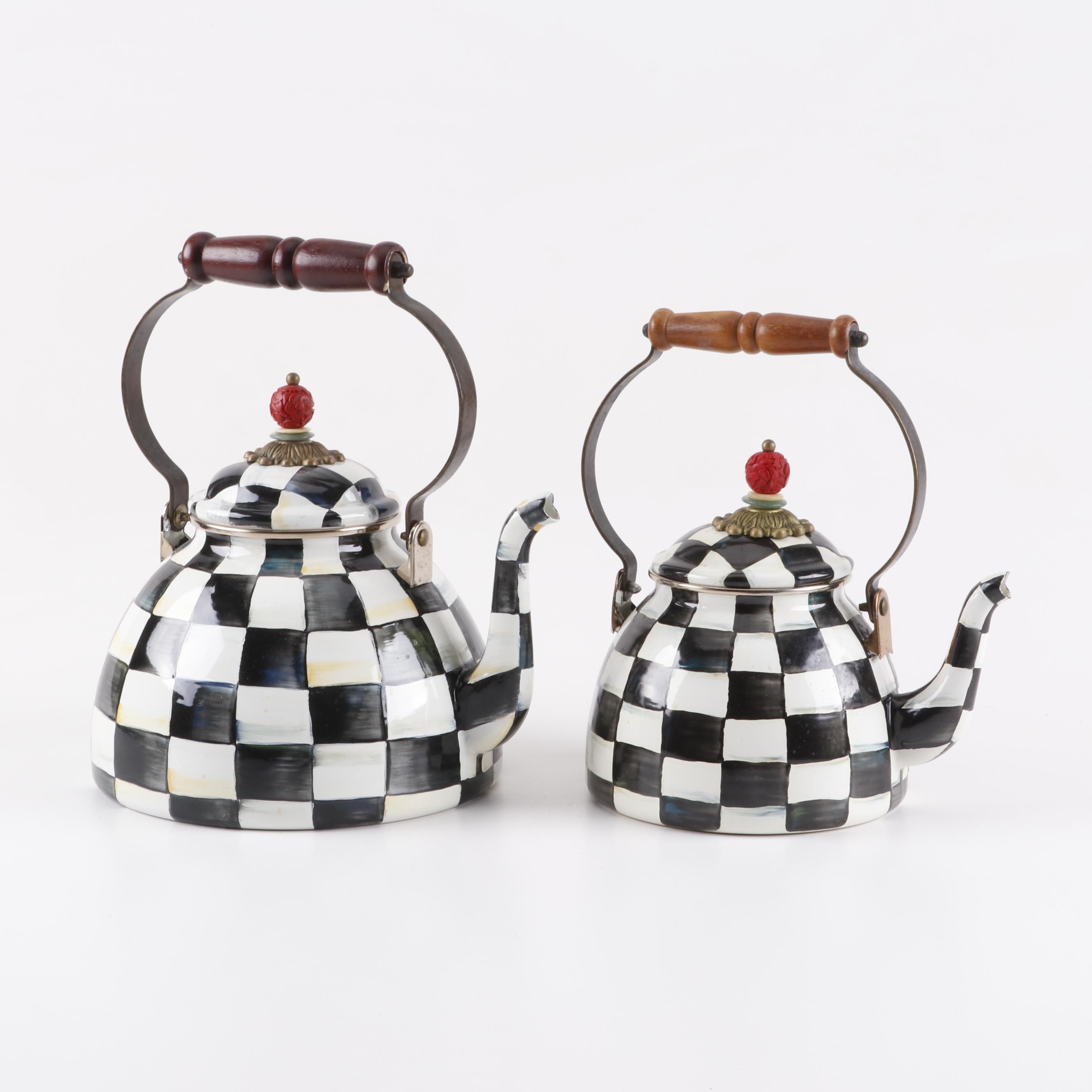 MacKenzie-Childs "Courtly Check" Tea Kettles, Colander, and Wine Cooler