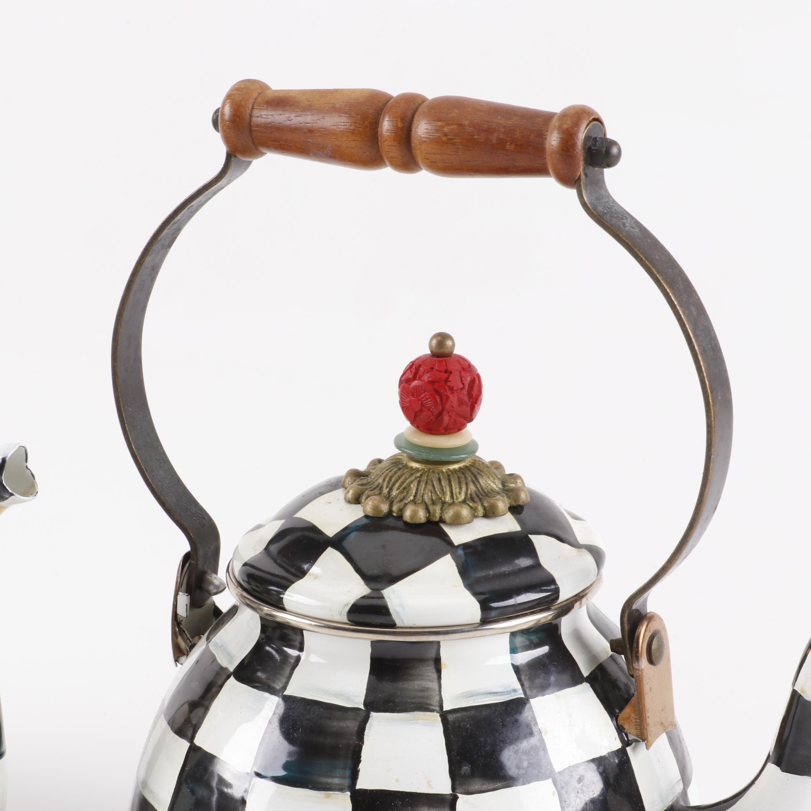 MacKenzie-Childs "Courtly Check" Tea Kettles, Colander, and Wine Cooler