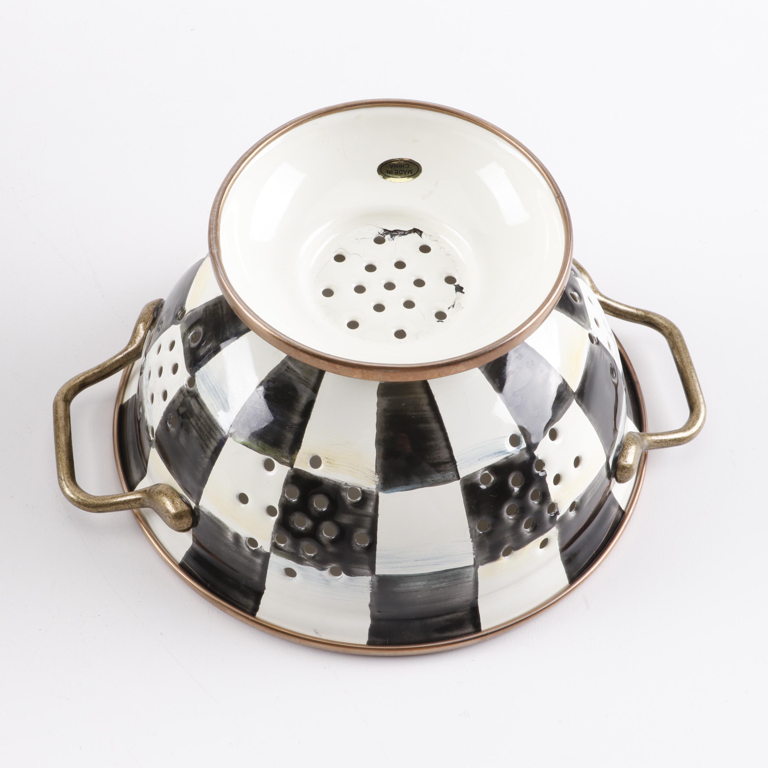 MacKenzie-Childs "Courtly Check" Tea Kettles, Colander, and Wine Cooler